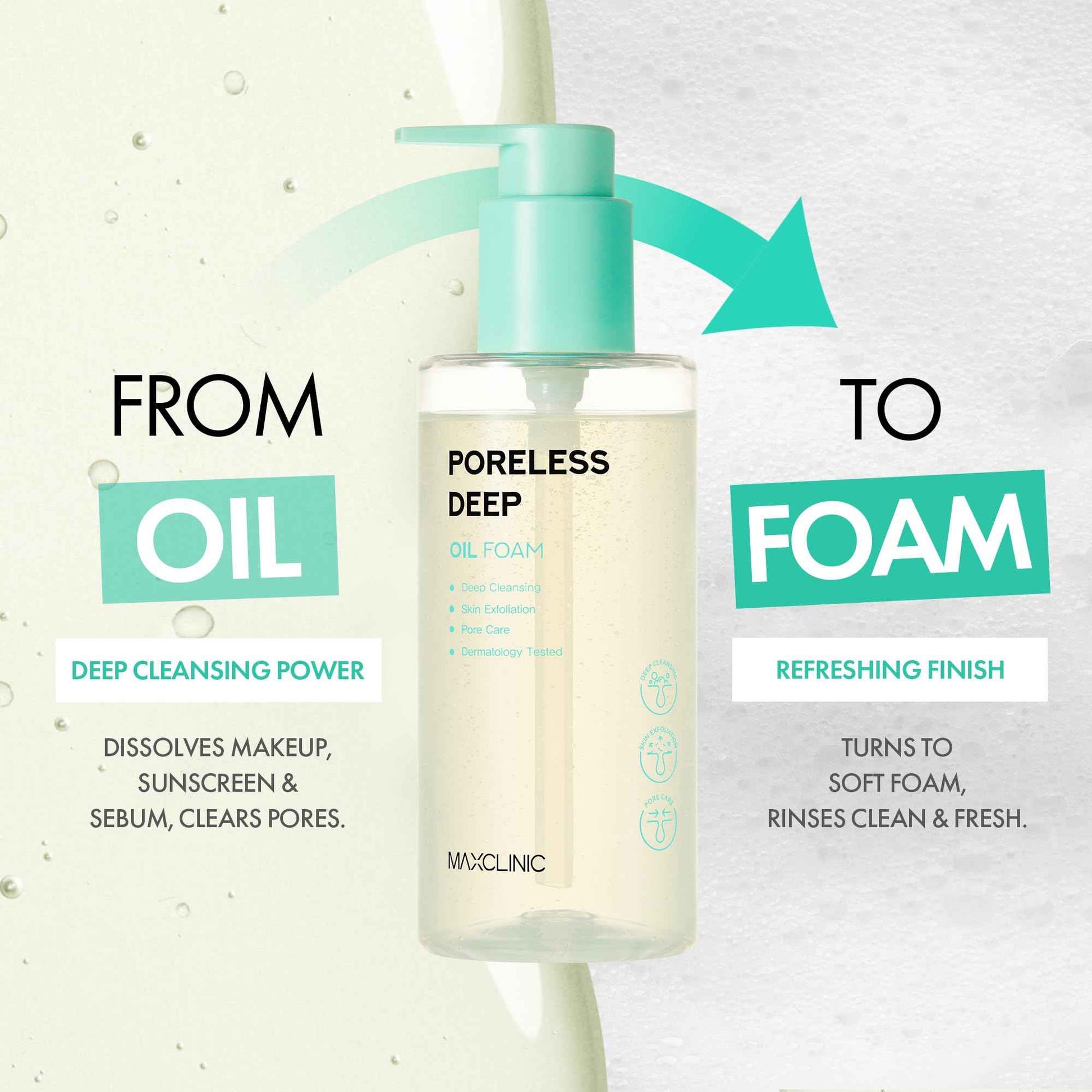 MAXCLINIC Poreless Deep Oil Foam Cleanser - Oil to Foam Face Wash Cleanser w/AHA BHA PHA, Hyaluronic Acid, and 6 Botanical Oils for Pore Care & Daily Makeup Cleansing - Korean Skincare (3.72 fl oz)