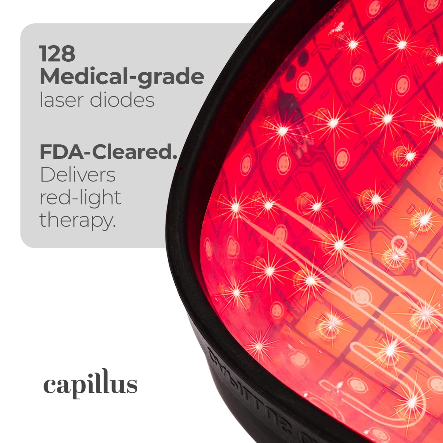 Capillus ONE S Hair Growth Laser Cap with 128 medical grade laser diodes. Bluetooth enabled. FDA Cleared Laser Therapy Device ideal for Thinning Hair to treat Androgenetic Alopecia, for men and women.