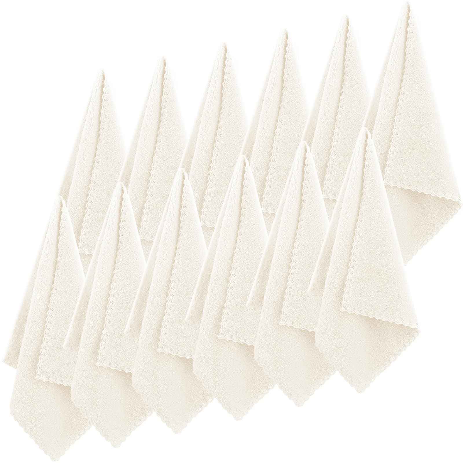 Syhood 12 Pieces Face Wash Cloth 12 x 12 in Makeup Remover Cloths Towel Coral Velvet Facial Microfiber Soft Fast Drying Facial Cleansing Towel for Face(White)