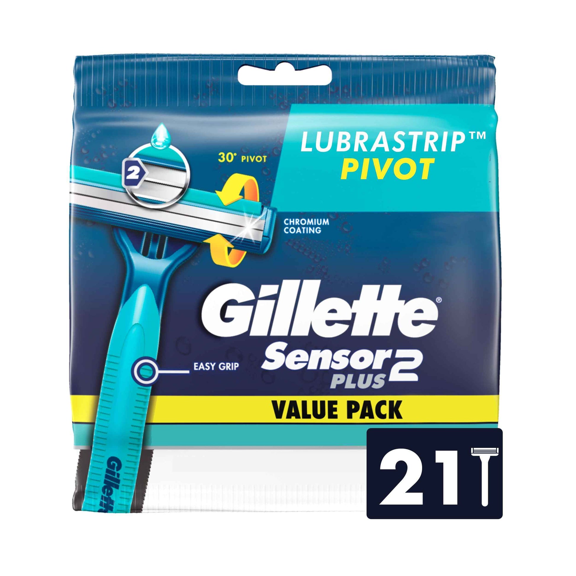 Sensor2 Plus Pivot Men's Disposable Razor, 21 Razors