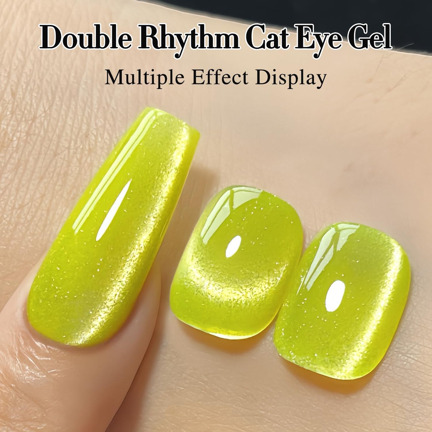 Double Rhythm 0.5 OZ Cat Eye Gel Polish with Magnet 15ML Holographic Glitter Shimmer Translucent Jelly Color Magnetic Nail Polish Salon DIY at Home (MC1069)