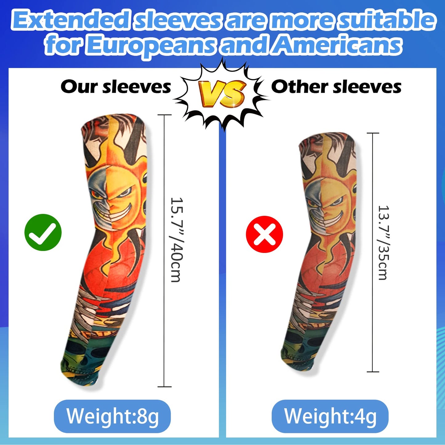 Aresvns Extended Version Tattoo Sleeves for Bicker,Slip On Tattoo Sleeves 10PCS Arm Sleeves Kit Halloween Tattoo Sleeves Cover for Stretchable Cosplay Christmas Gift