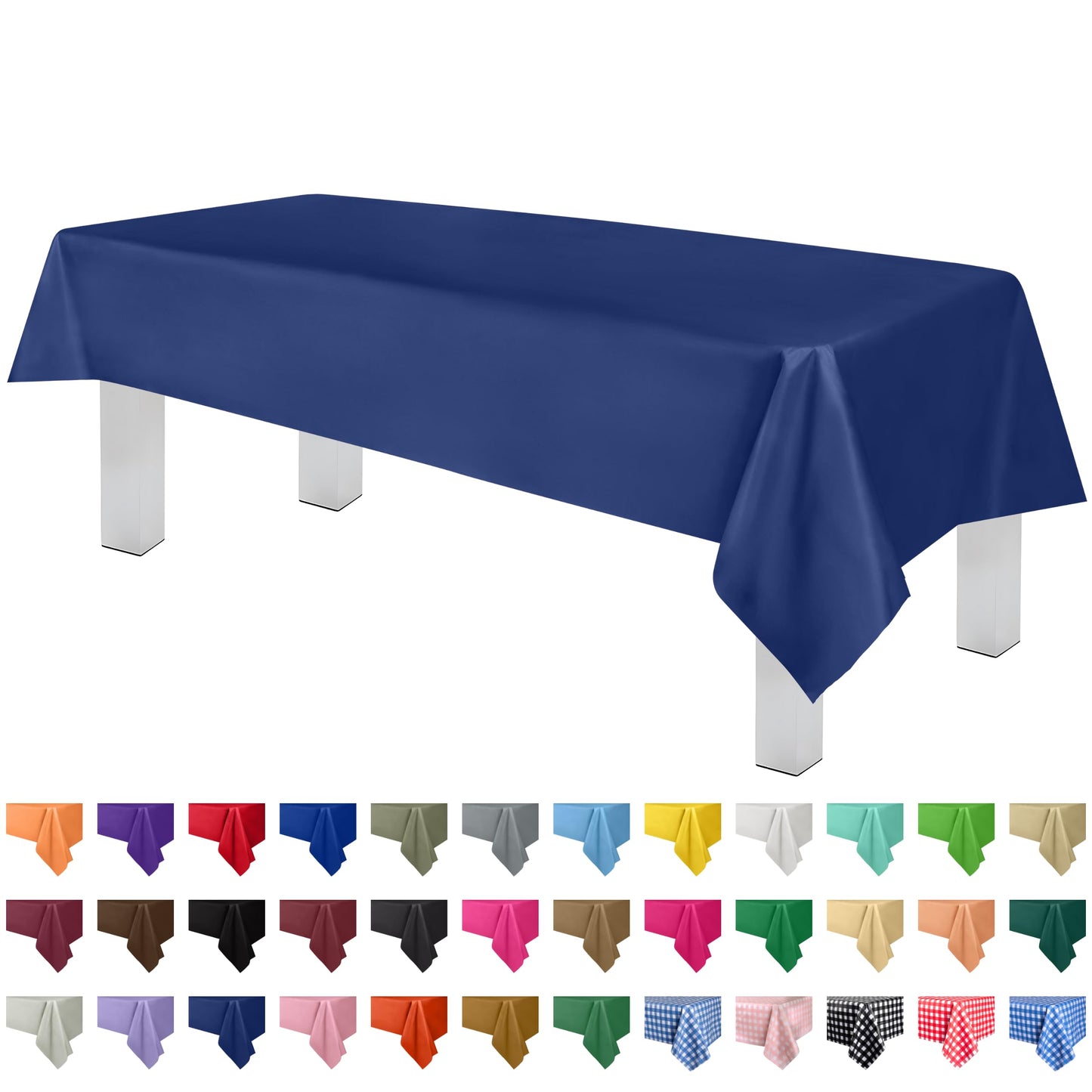 Grandipity Navy Blue 12 Pack Premium Disposable Plastic Tablecloth 54 Inch. x 108 Inch. Decorative Rectangle Table Cover