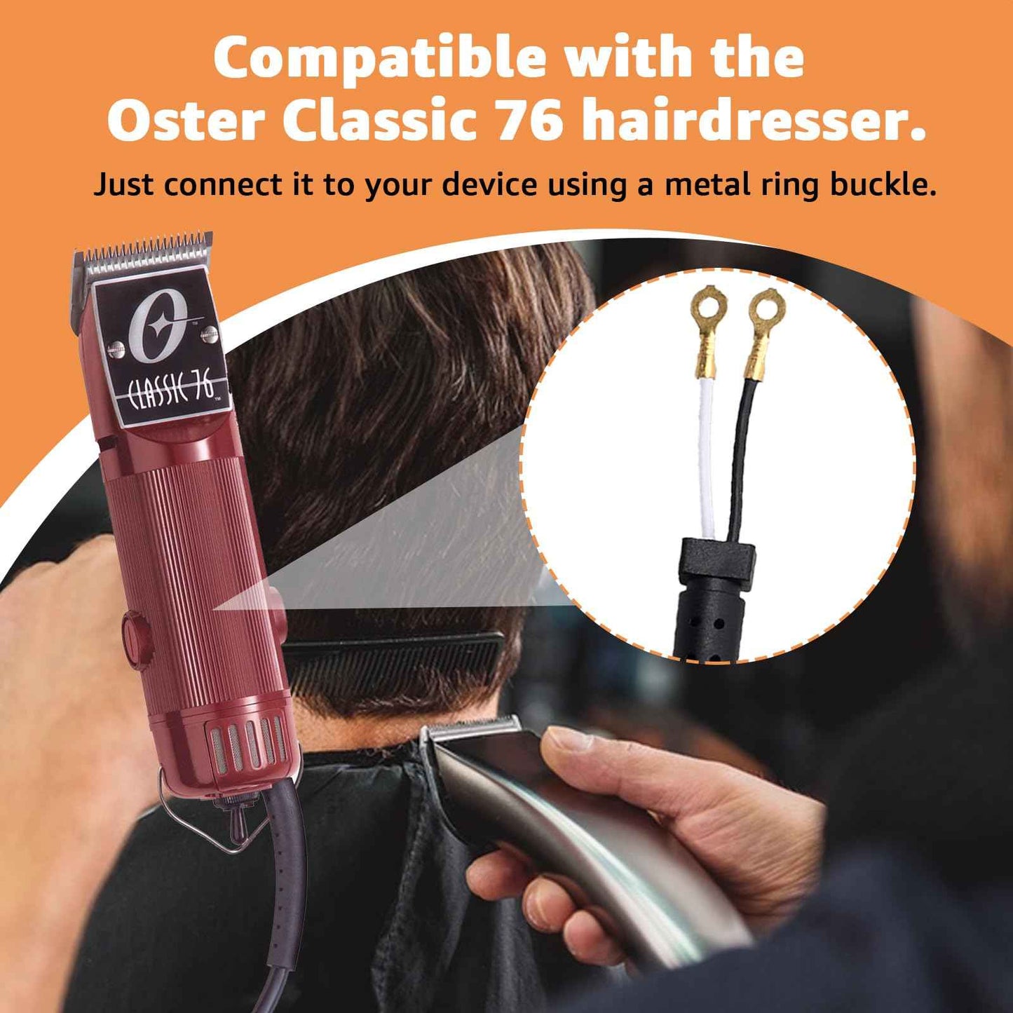 Replacement Power Cord for Oster Classic 76 Clippers - Exact Fit, Durable & Easy to Install - Compatible with Oster 76 Hair Clippers