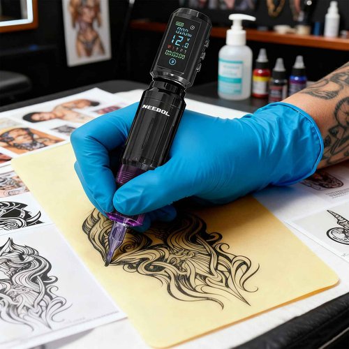 Neebol Wireless Tattoo Battery Pack – Rechargeable Cordless Tattoo Power Supply 1600mAh RCA Lithium Battery with LED Digital Display, 4 Memory Modes, One-Key Start for Tattoo Pen Rotary Machine 67M