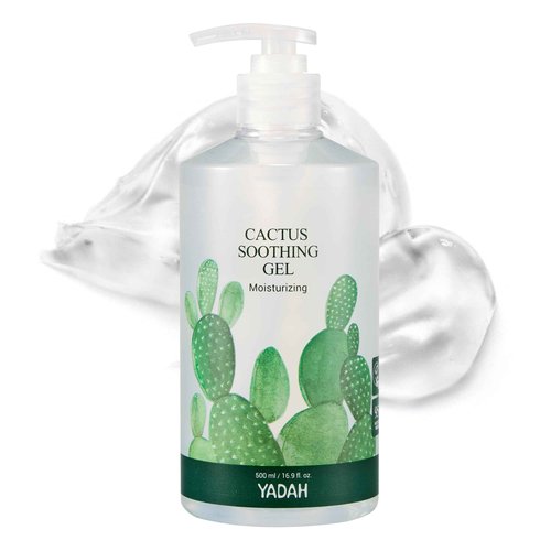 YADAH Cactus Soothing Gel (16.9fl oz) - 95% Cactus Extract, Sunburn Relief, Calm, Cool & Soothe Irritated Skin, Face Redness. Korean Skin Care, Vegan.