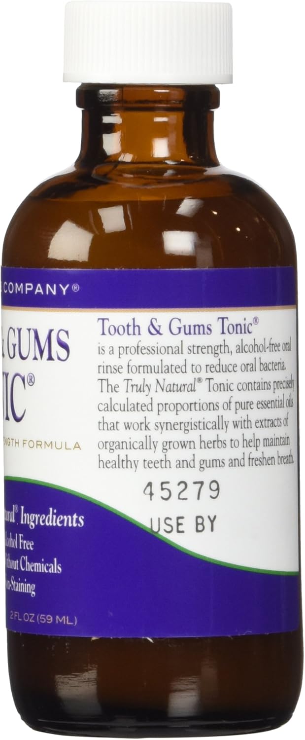 Tooth & Gums Tonic Mouthwash Travel Size (2 oz) - Natural Essential Oil Formula for Bad Breath & Gum Health