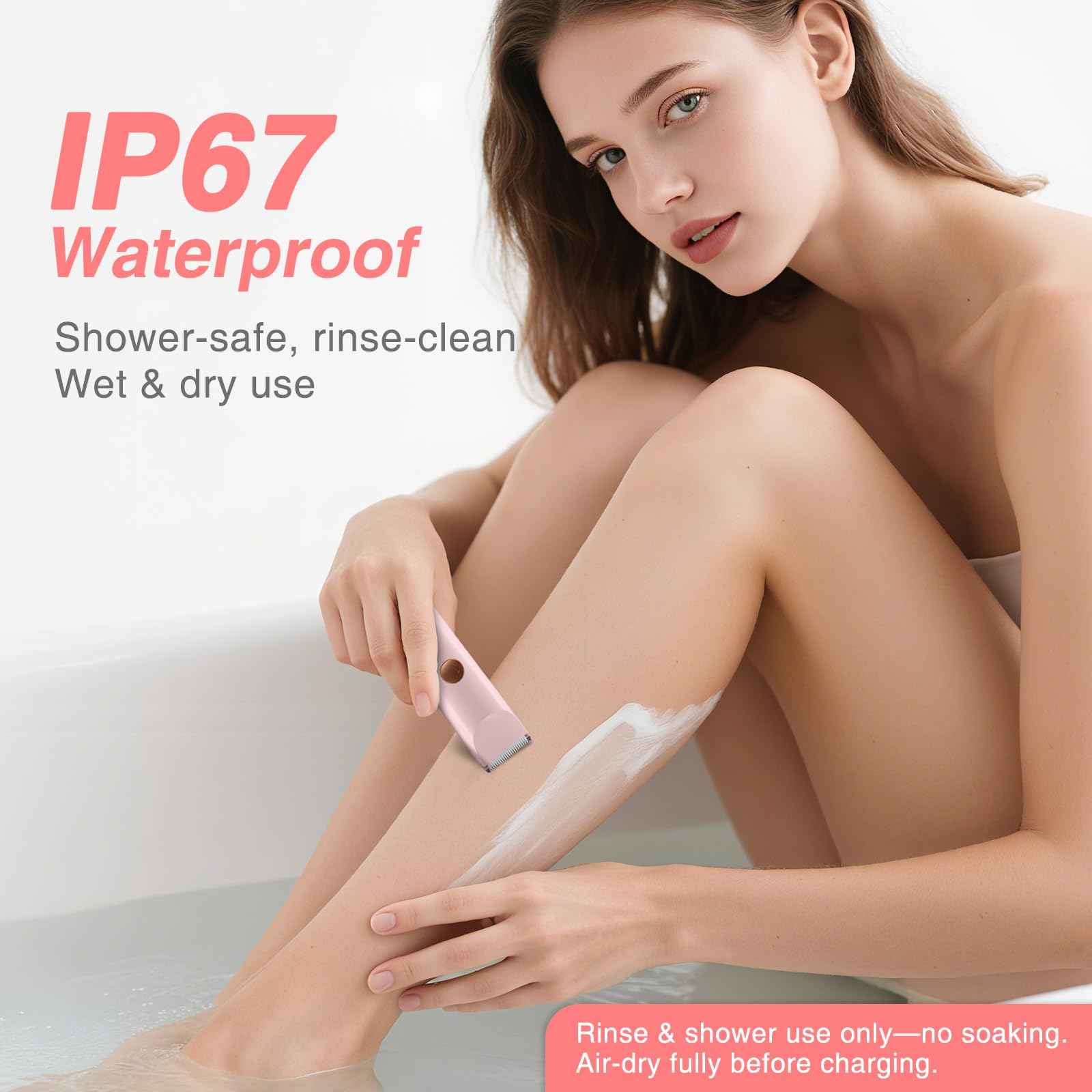 Fanovae Dual-Head Bikini Trimmer for Women – 2-in-1 Electric Razor, IP67 Waterproof Wet & Dry Pubic Hair Trimmer, Face & Body Shaver with LED% Display, USB-C Rechargeable-X1 Pro Petal Pink