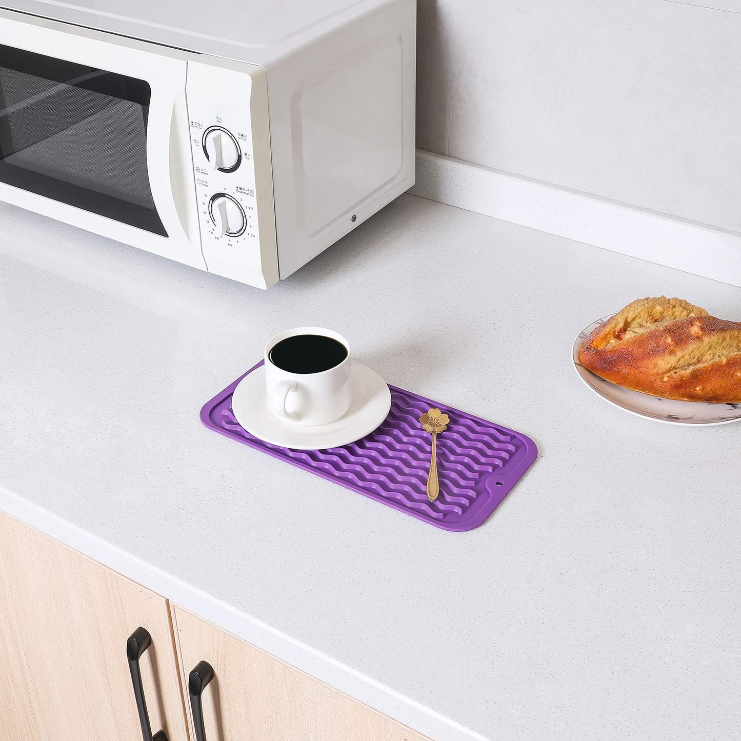 MicoYang Silicone Dish Drying Mat for Multiple Usage,Easy clean,Eco-friendly,Heat-resistant Silicone Mat for Kitchen Counter,Sink,Bar,Bottle,or Cup Purple S 12 inches x 6 inches