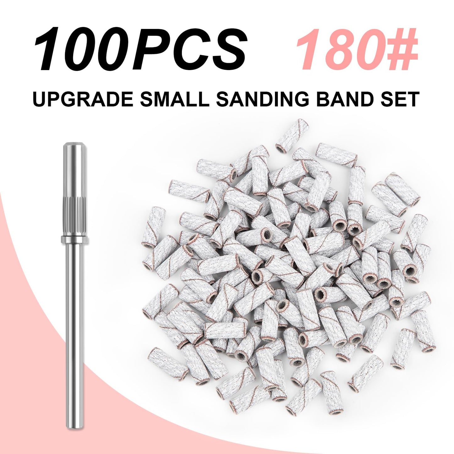 Rolybag 100pcs Small Sanding Bands Nail Drill Bits 180 Fine Grit Nail File Sanding Bands with 3.1mm Mandrel Bit for Acrylic Nails Gel Removing Shaping Professional Manicures and Pedicure, Zebra