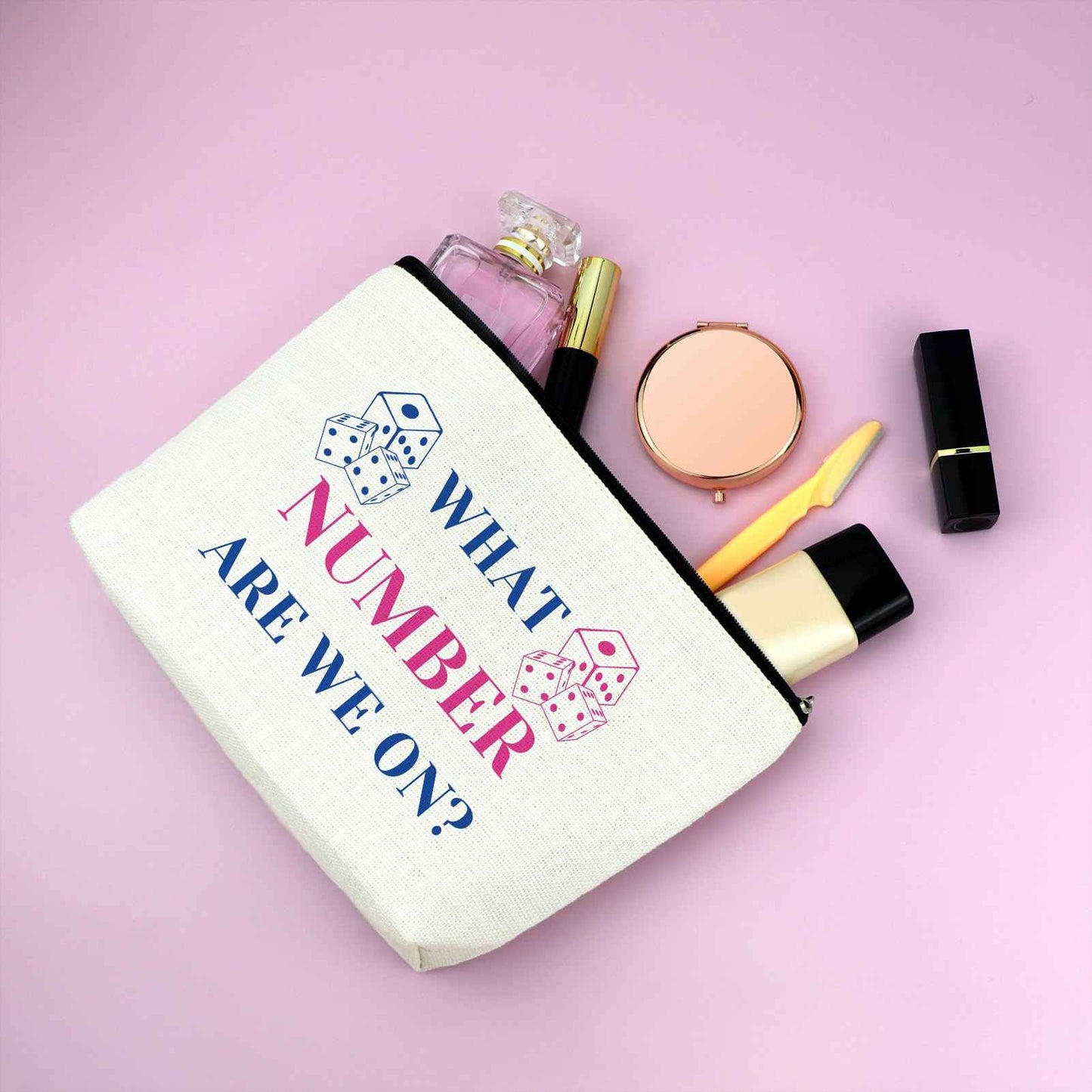 Mxrymvu Bunco Makeup Bag Gambling Lover Gifts Funny Bunco Gift Cosmetic Bag Dice Game Travel Zipper Pouch Dice Game Gifts Birthday Present for Women Best Friends What Number Are We On