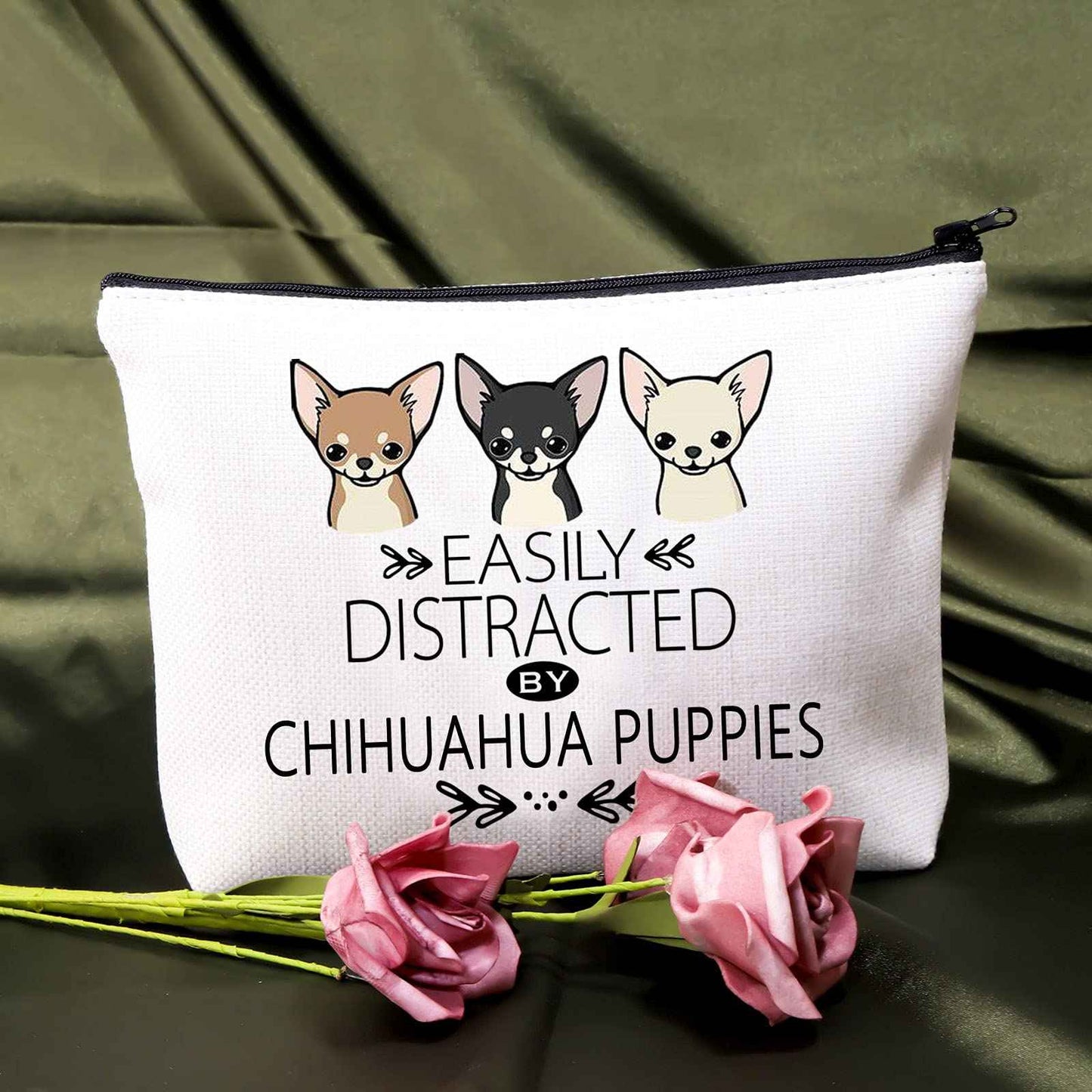 BDPWSS Chihuahua Gift For Chihuahua Lover Cute Chihuahua Makeup Bag Chihuahua Dog Puppy Gift Funny Chihuahua Themed Cosmetic Bag For Chihuahua Mom (Chihuahua Puppies)