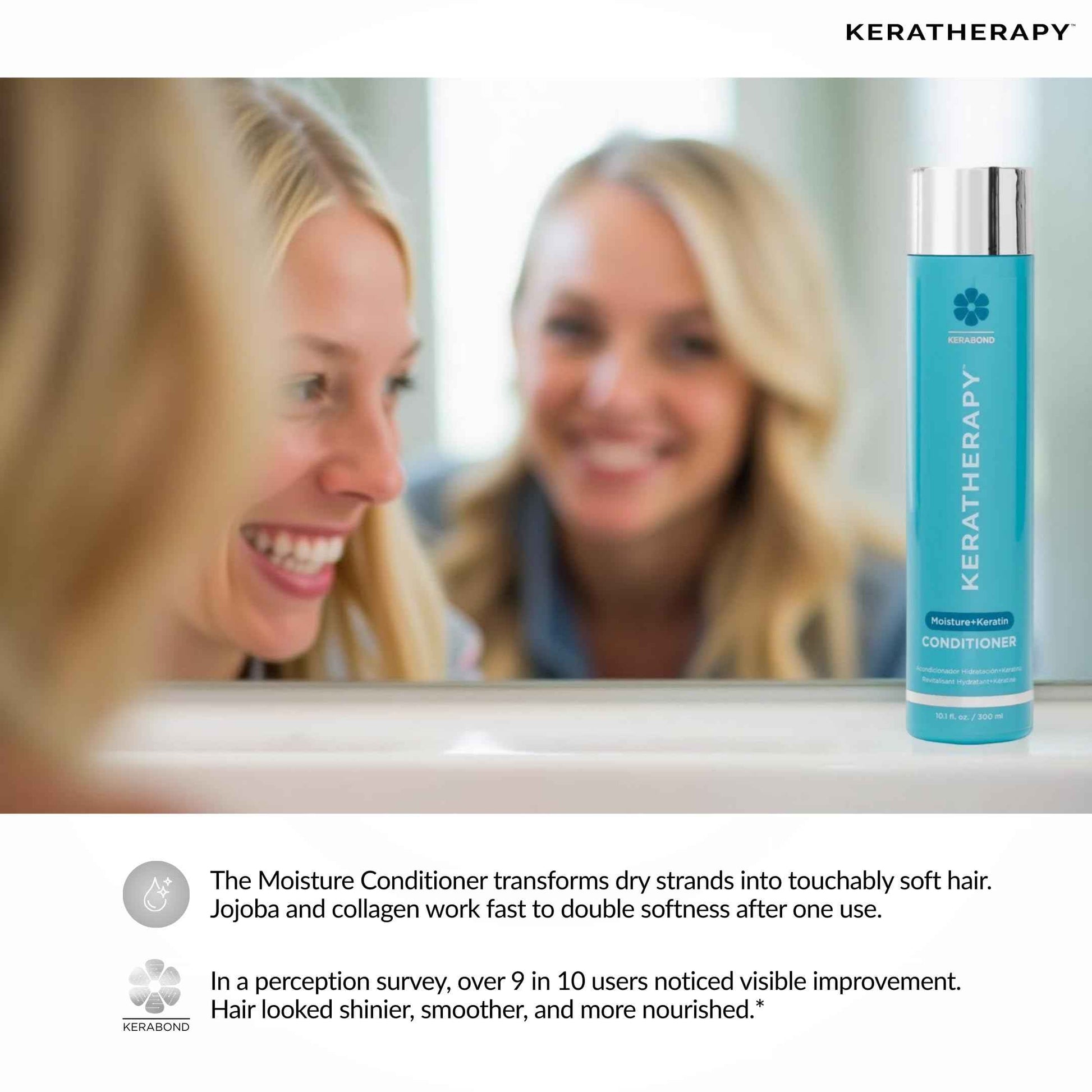 KERATHERAPY Keratin Infused Moisture Conditioner, 10.1 fl. oz., 300 ml - Hydrating & Moisturizing Conditioner for Dry or Damaged Hair with Collagen, Jojoba Oil, & Kerabond Technology - Sulfate Free