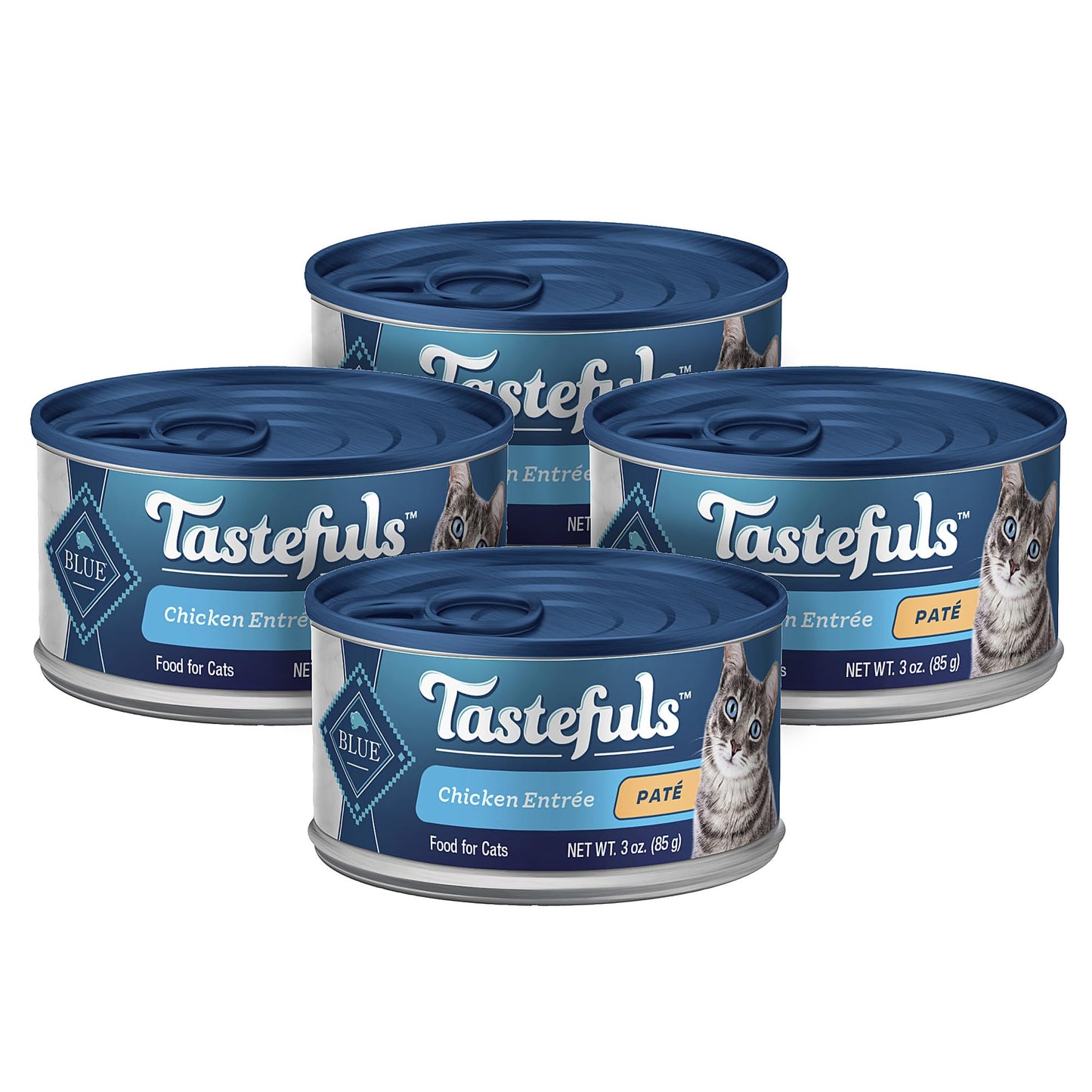 Blue Buffalo Tastefuls Natural Wet Cat Food Cans, Paté Style, Chicken Entrée 3-oz Cans (Pack of 4)