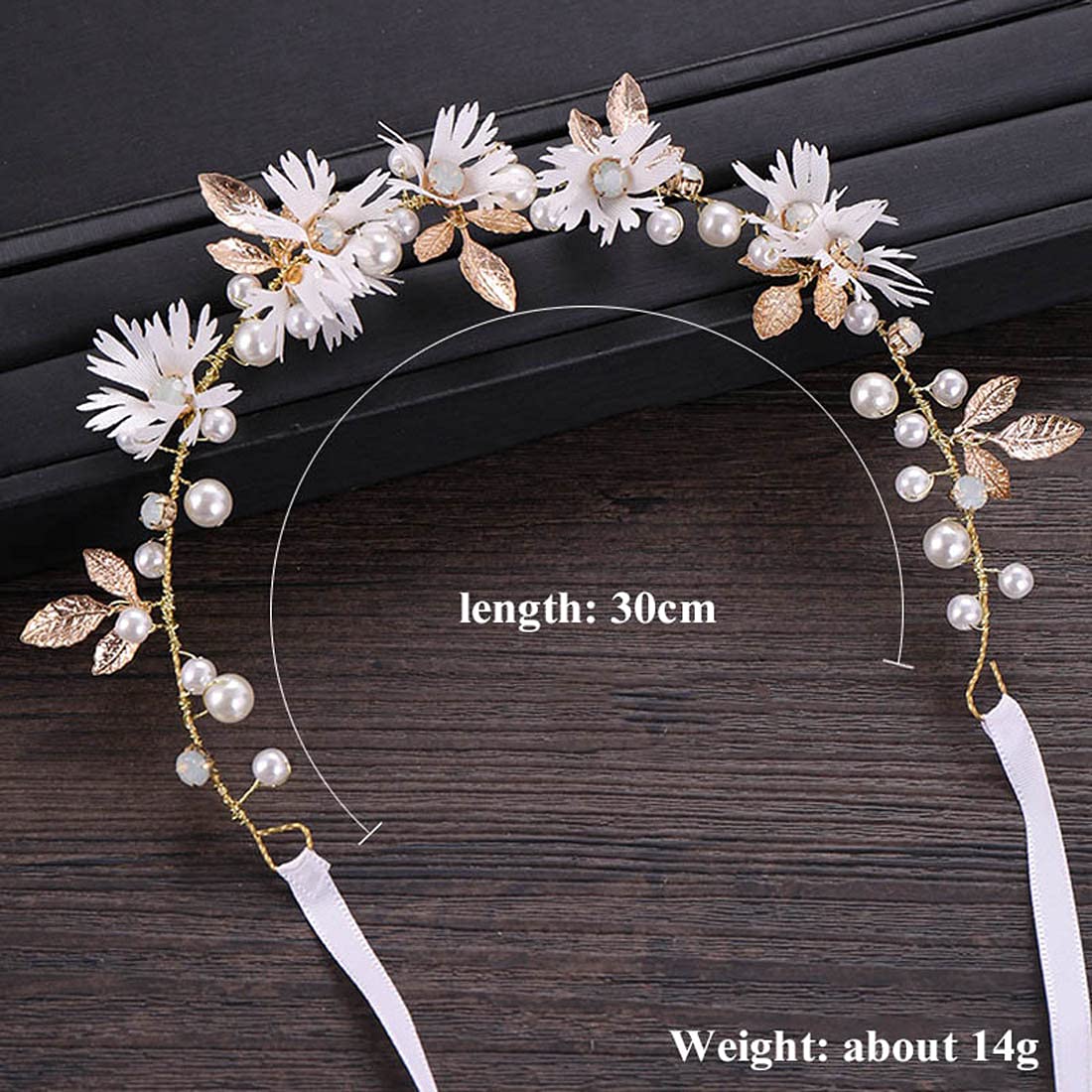 Flower Girl Headpiece Princess Crystal Wedding Headband Baby Girls Flower Crown Pearl Hair Accessories for Birthday Party (gold 2)