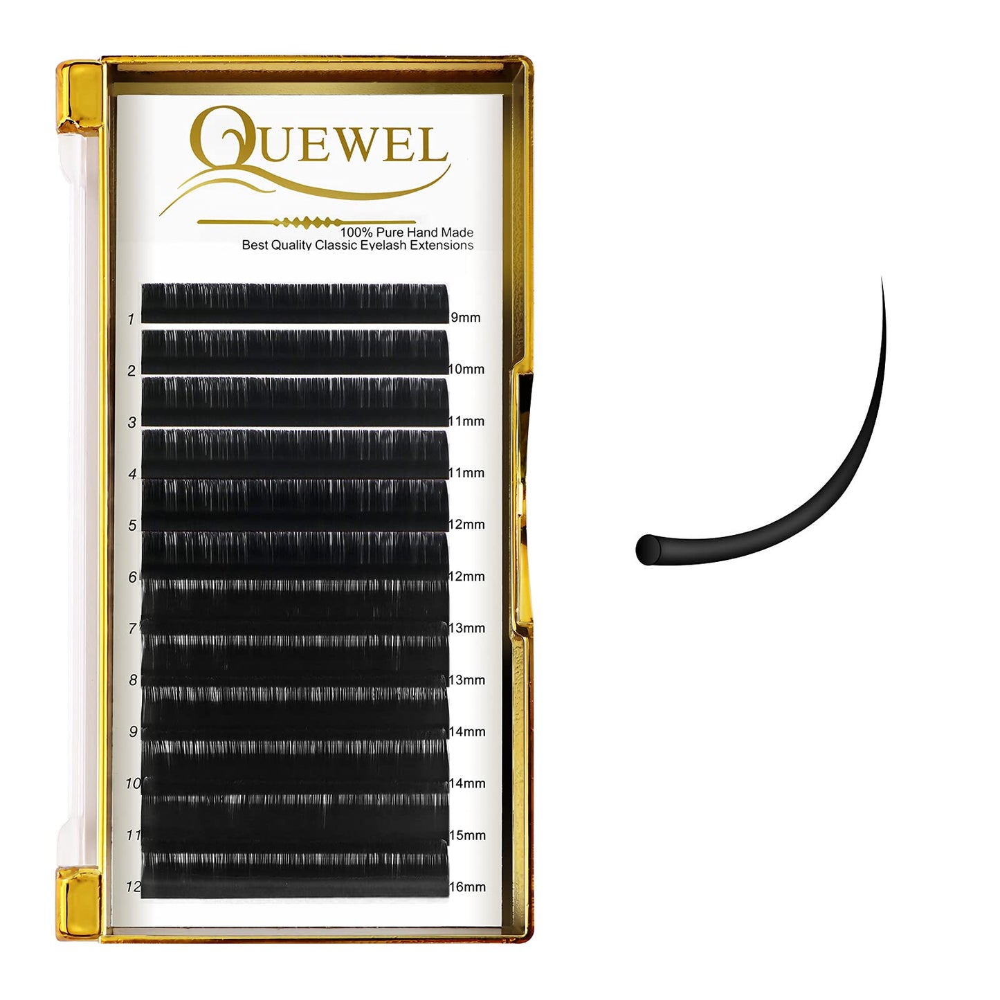 Classic Eyelash Extensions 0.03 D MIX9-16mm Lashes Extensions Supplies C/D Curl Single Length 9-20mm Mixed Length 9-16mm/15-20mm by QUEWEL (0.03 D MIX9-16)