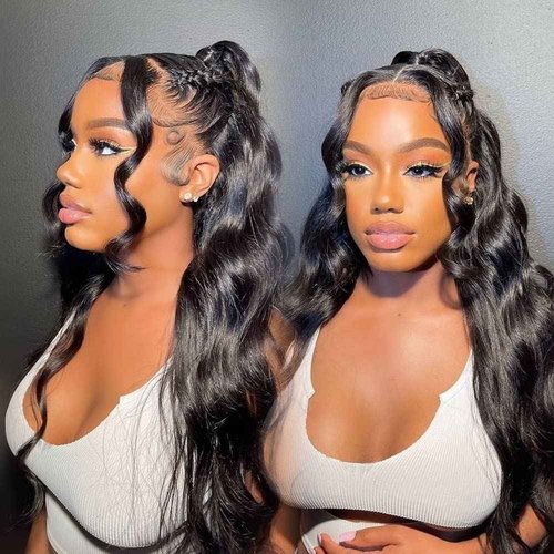 Body Wave Frontal 13 x 4 HD Transparent Lace Frontals With Bangs Baby Hair 100% Remy Human Hair 150% Density Natural Color (13x4 Lace Frontal-Body Wave, 14 Inch)