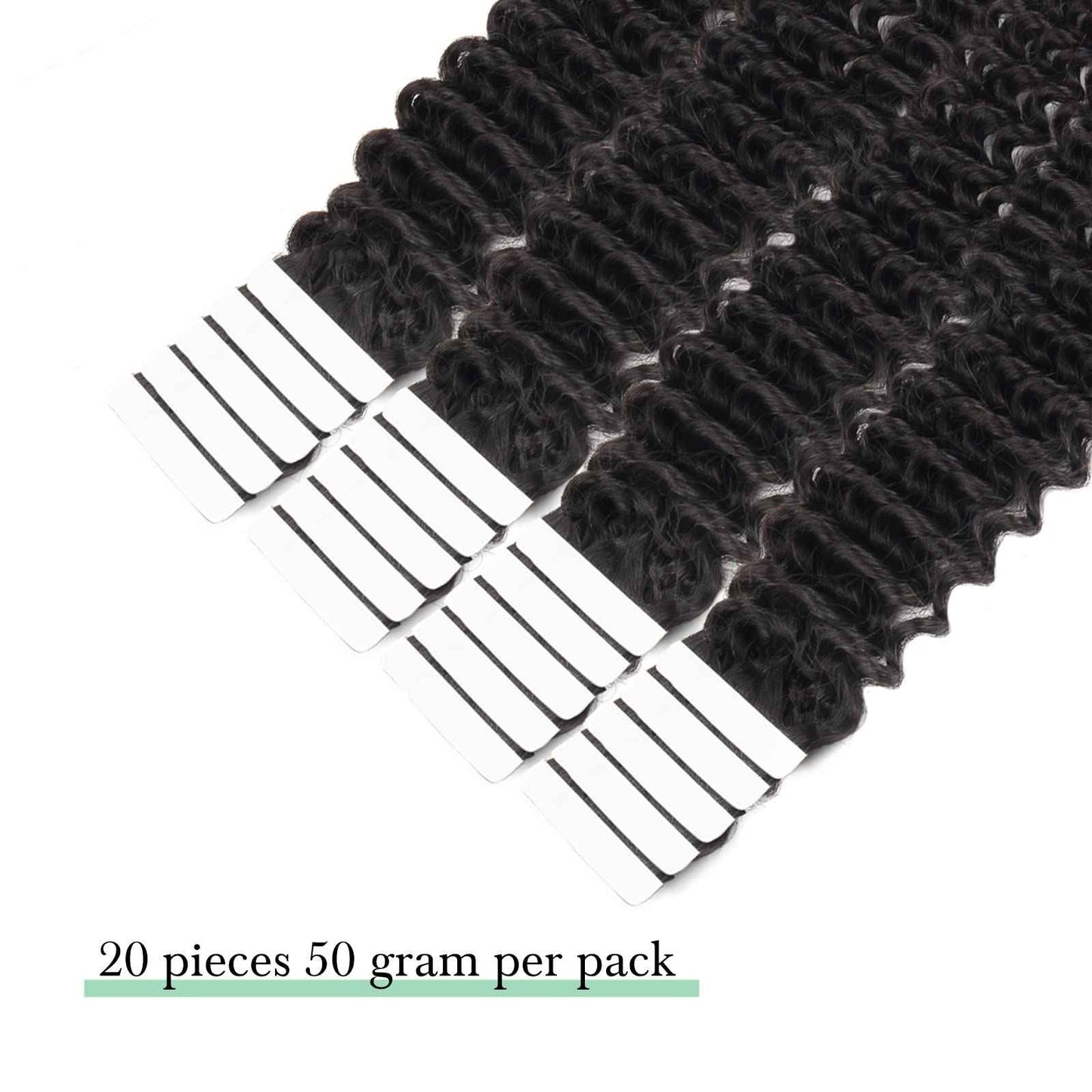 Lovrio Tape in Hair Extensions Human Hair Kinky Curly 50grams 20pcs Double Side Tape ins for Black Women Human Hair 18 inch Natural Black Soft hair Invisibe Curly Tape in Hair Extensions