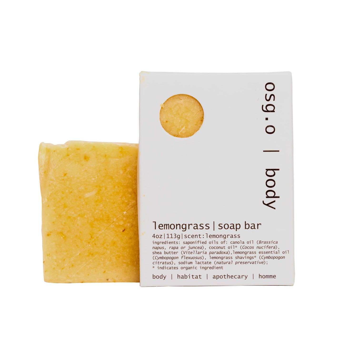 Natural Organic Soap Bar with Lemongrass for Face and Body, Organic Lemon Grass Shavings and Shea Butter, Coconut Oil and Essential Oils, 4oz Per Bar