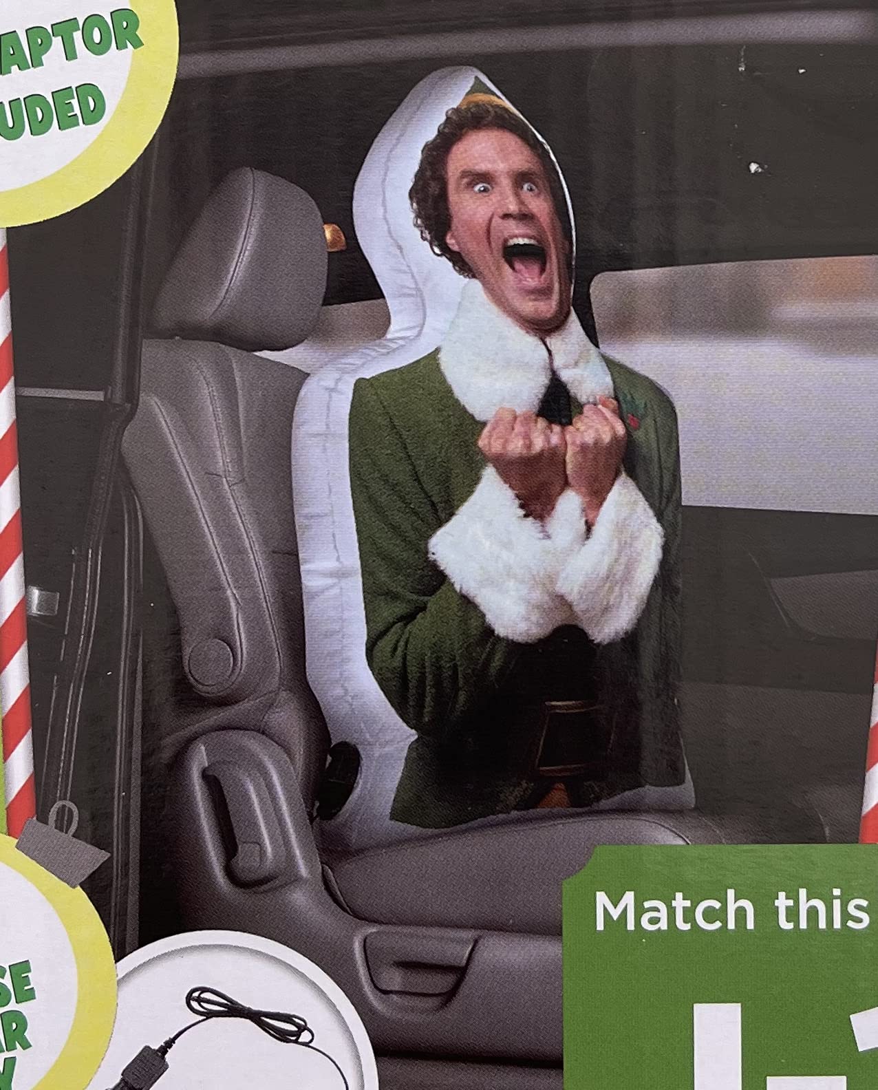 Gemmy Car Buddy Inflatable Buddy The Elf Airblown Inflatable Car Decoration for Use in Car Only