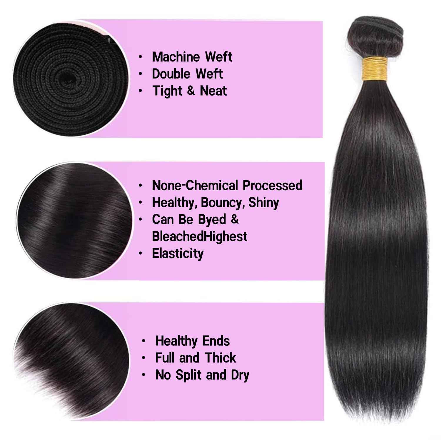 Straight Bundles Human Hair one Bundle 100g/pack 22 Inch 12A Brazilian Hair Single Black Bundles