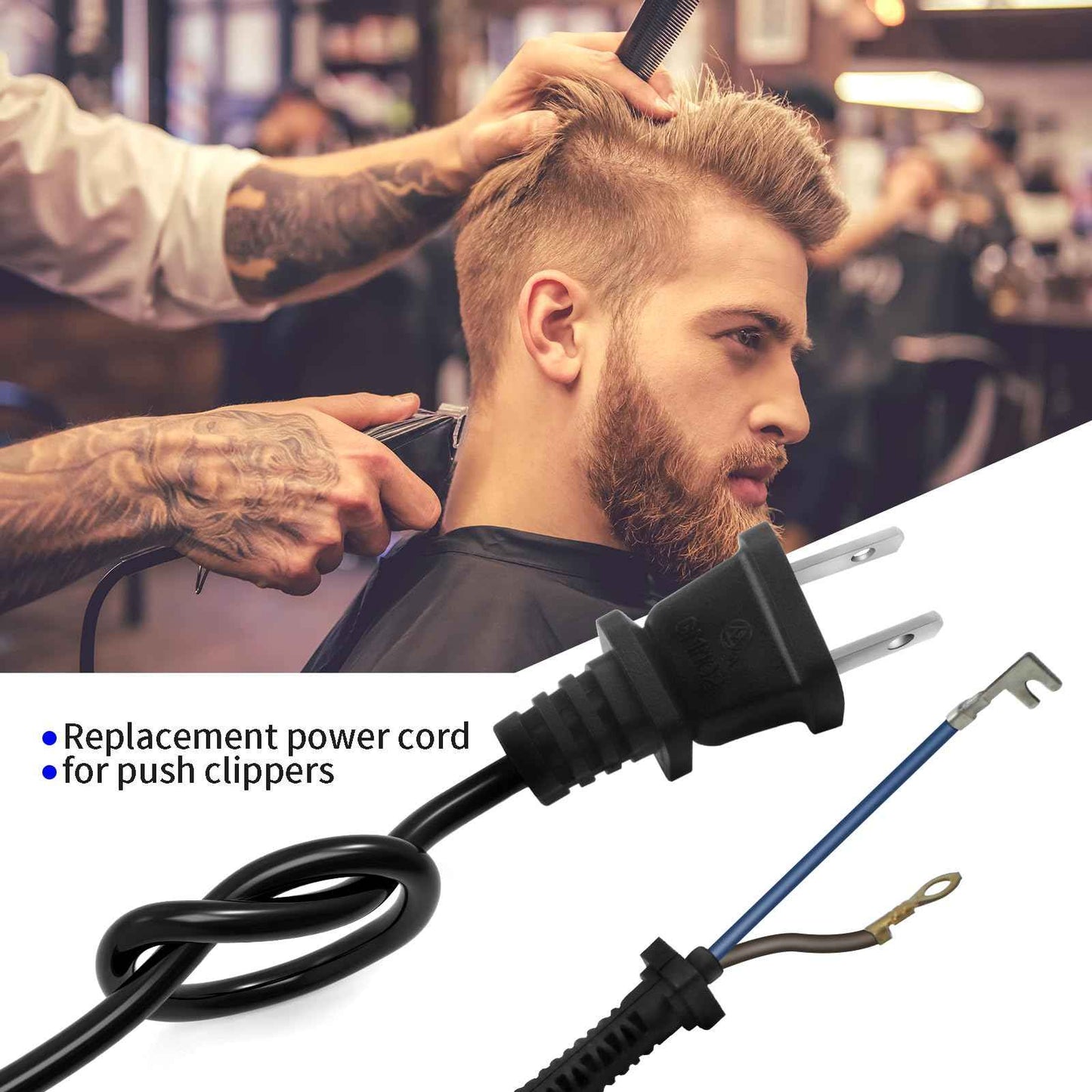 Replacement Power Cord for Wahl Clippers 00647-500 - 100 Inch Extension Cable for Magic Clip, Super Taper, 5-Star Senior, Balding, 8466, 8467, 8147& More