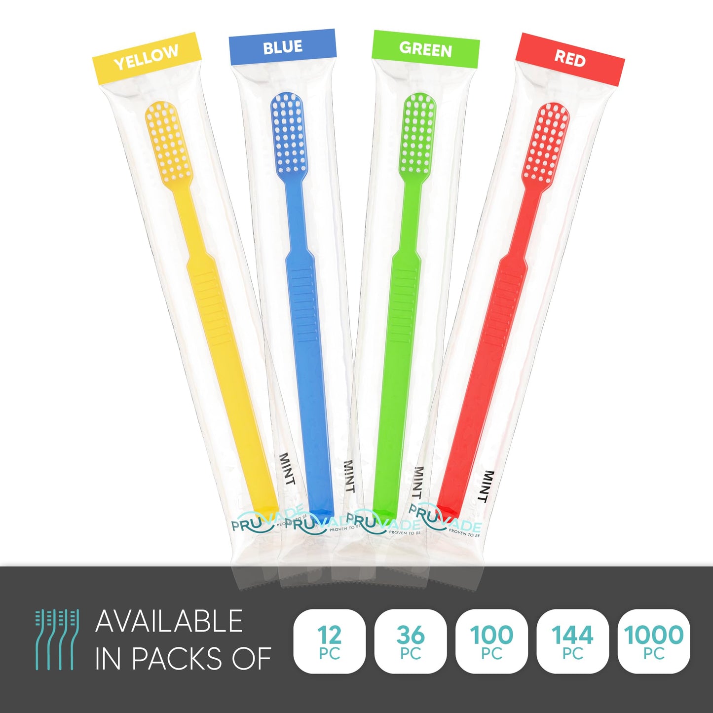 Pruvade 144 Pack Disposable Toothbrushes with Toothpaste, Built in - Prepasted Toothbrushes Individually Wrapped |Single Use Waterless Tooth Brush with Soft Bristles for Hotel, Camping, Travel