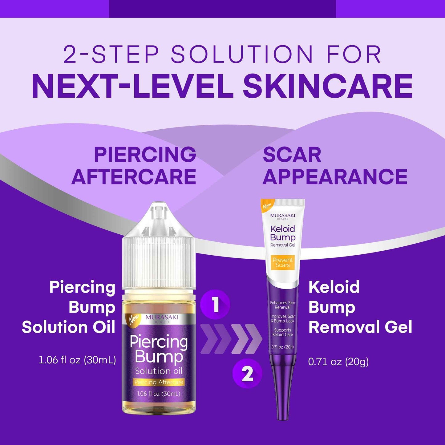 Piercing & Keloid Bump Solution Oil & Gel Kit, Piercing Aftercare Treatment Piercing Bump Solution Aftercare Oil (30 mL) + Keloid Bump Removal Gel (20 g) (0.71 oz (20g))
