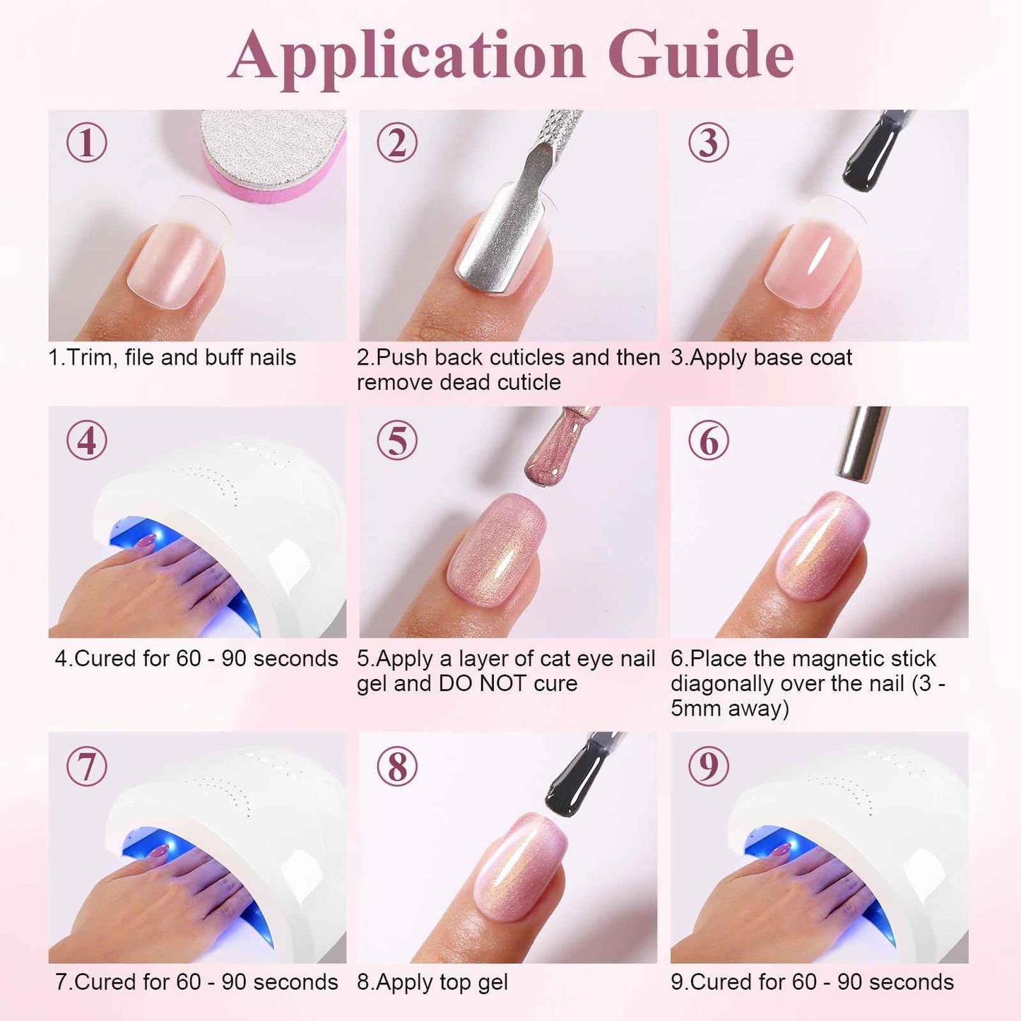 Firedeep 10ml Hema-Free Cat Eye Gel Nail Polish Set with Magnet 6 Colors Pink Green and Blue Magnetic Nail Polish DIY at Home Salon Art Gift for Women