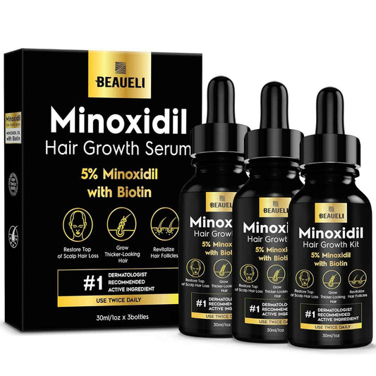 5% Minoxidil Hair Growth for Men and Women: Extra Strength Minoxidil Regrowth Treatment Serum for Thinning Hair Loss to Grow Thicker Fuller Faster 30ml 3Bottles