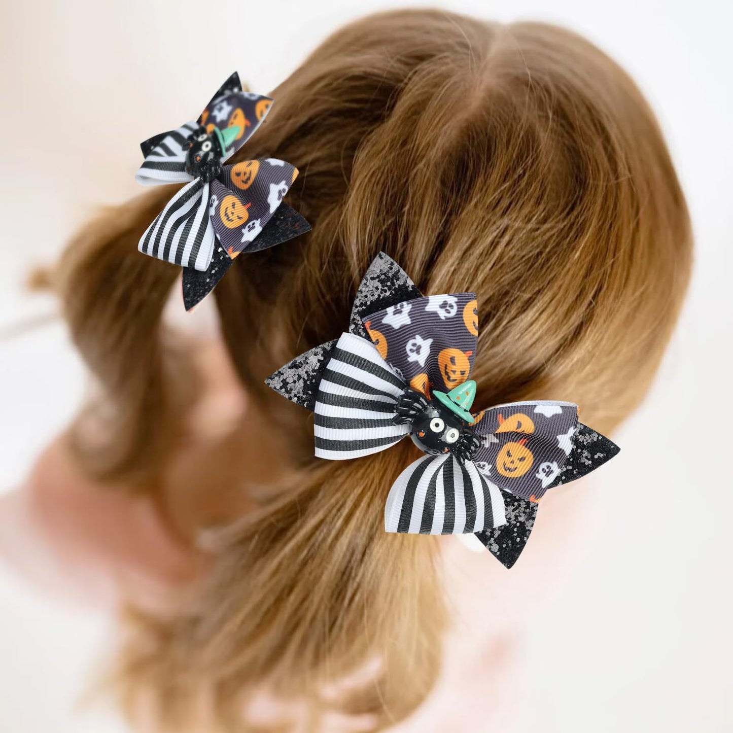 Koolgil Baby Girl's Cute Bowknot Hair Clips Halloween Bat Wing Hair Clips Pumpkin Head Hair Clips (C- Orange 1)