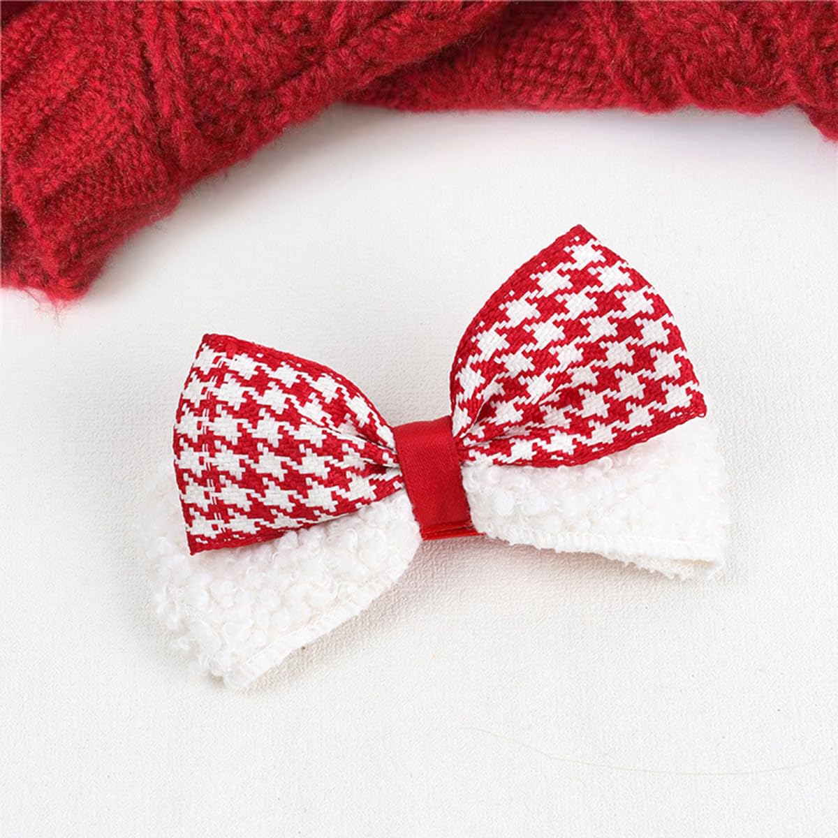 Happy Chinese New Year Velvet Hair Bow Clips Red Girls Christmas Valentines Gift Cheer Bowknot Barrettes Alligator Pins Handmade Cute Decor Accessories for Kids