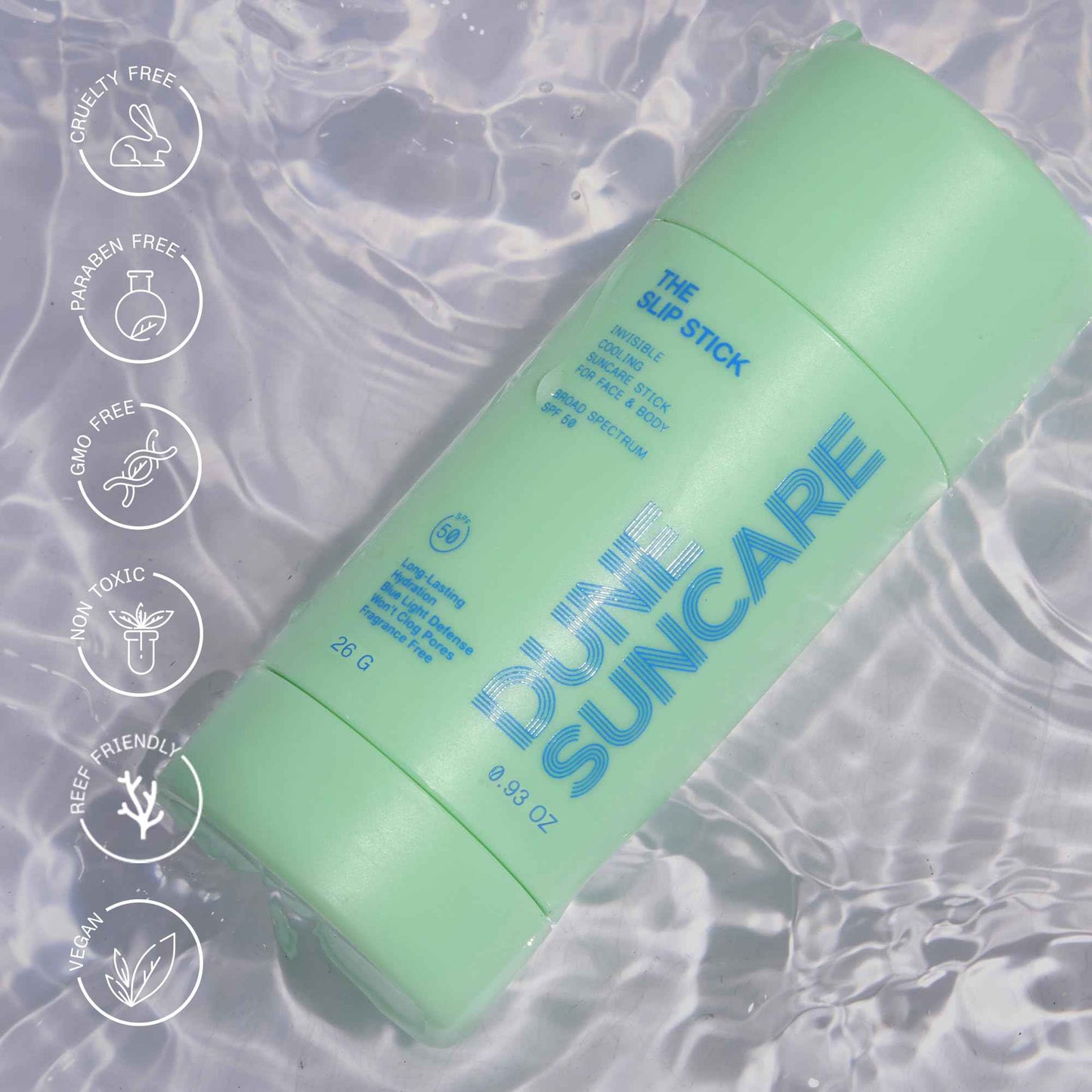 The Slip Stick SPF 50 Invisible Ultra Hydrating Cooling Sunscreen Stick – Fragrance-Free, Clean-Chemical Sunscreen for Face & Body – Vegan, Non-Greasy, Non-Waxy & No White Cast