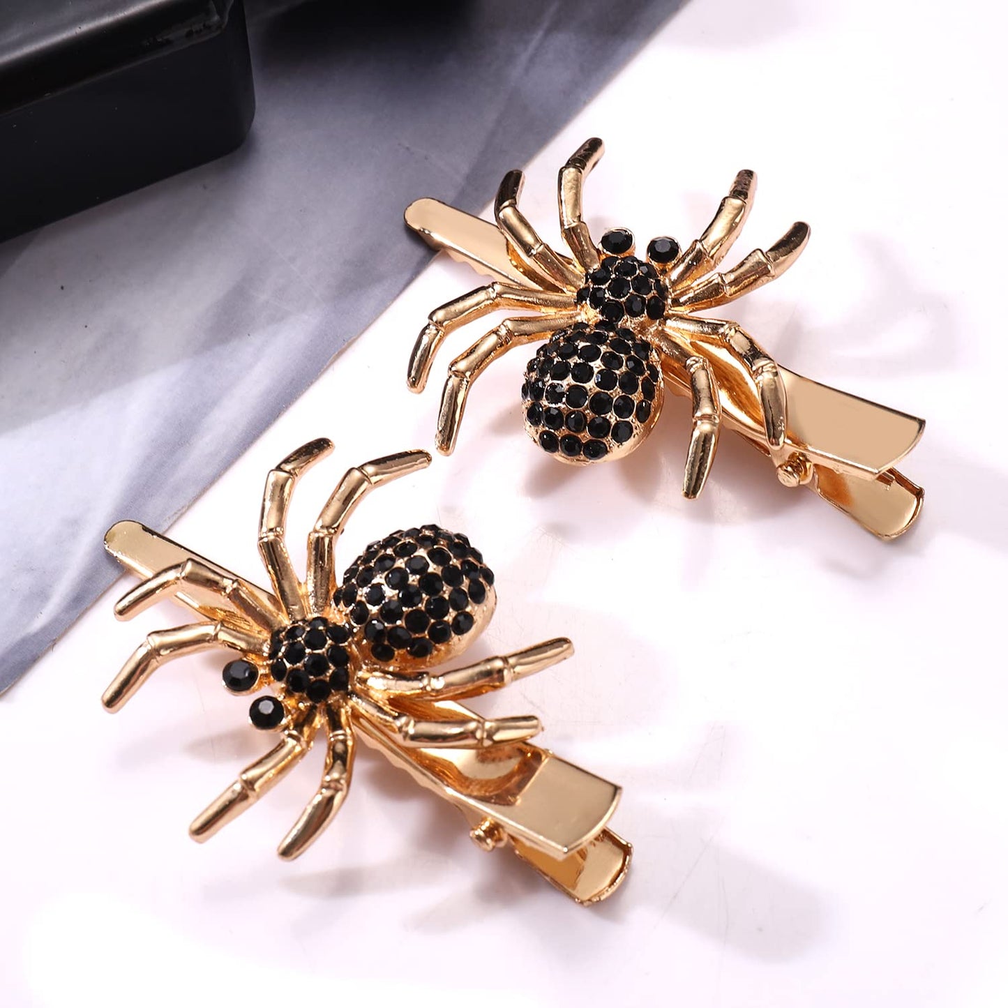 Halloween Hair Clips Gothic Spider Hairpins for Women Crystal Spider Alligator Duckbill Barrette Halloween Party Cosplay Hair Accessory