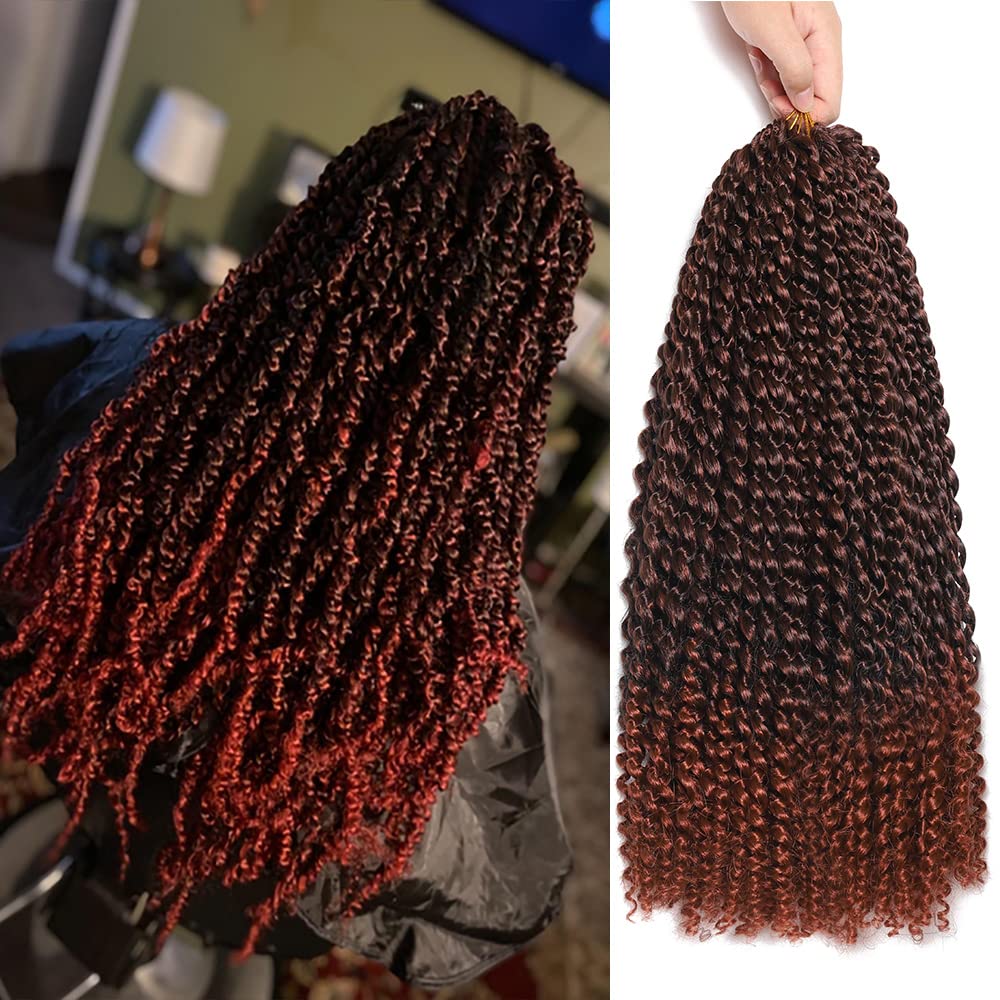 Passion Twist Hair 18Inch Water Wave Crochet Hair 6 Packs Passion Twist Crochet Hair (18inch, T350#）