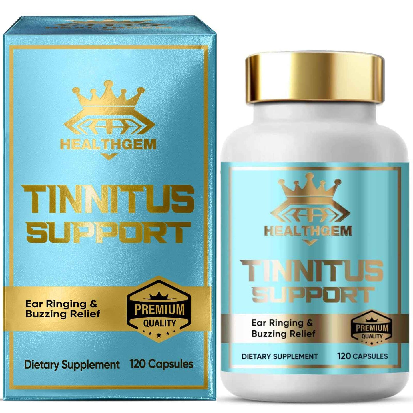 HEALTHGEM Tinnitus Relief for Ringing Ears,120 Capsules Tinnitus Relief Supplement, Natural & Effectively Relieve Earache & Reduce Ear Noise for Men & Women | 60-Day Supply