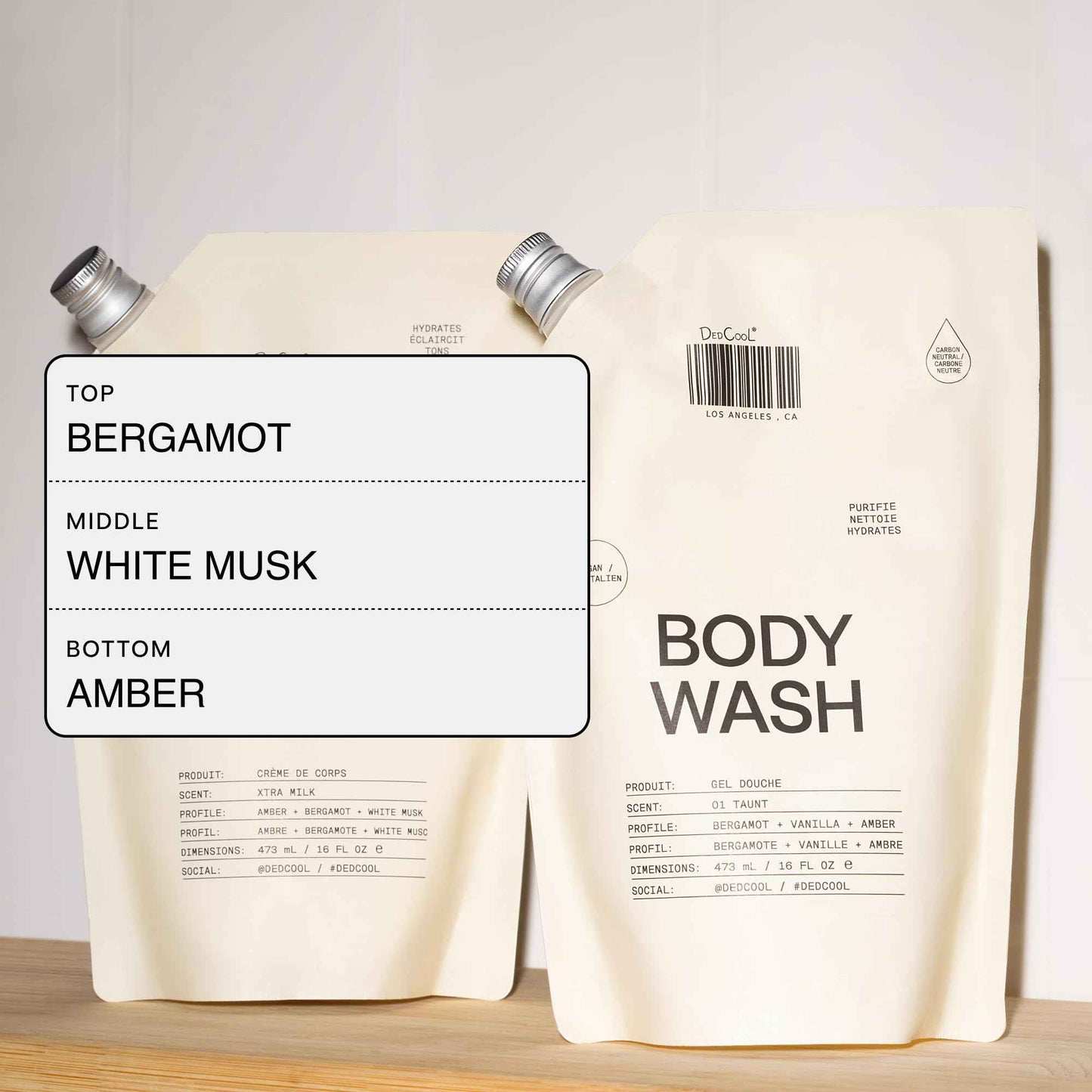 DedCool Body Wash Refill Xtra Milk | Nourishing Vegan Cleanser with Shea Butter, Aloe & Snow Mushroom | Non-Toxic, Carbon-Neutral Formula | Bergamot, White Musk & Amber Scent | 16 fl oz