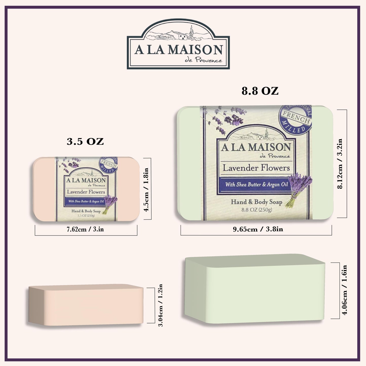 A LA MAISON Sweet Almond, Oat Milk & Rose Lilac Uses: Hand and Body, Triple Milled, Essential Oils, Plant Based, Vegan, Cruelty-Free, Alcohol & Paraben Free (3 Bars of Soap, 8.8 oz)