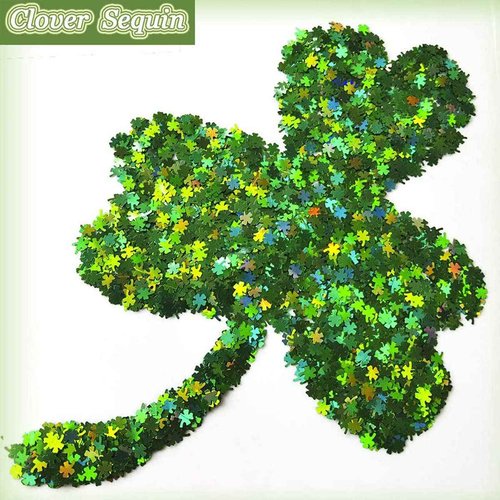 3 Bags St. Patrick's Day Nail Glitter Sequins Shamrock Nail Stickers Decals Holographic Laser Green Clover Nail Glitter Flakes Irish Nail Decals Charms Shamrock Glitter for Nail Art Decoration