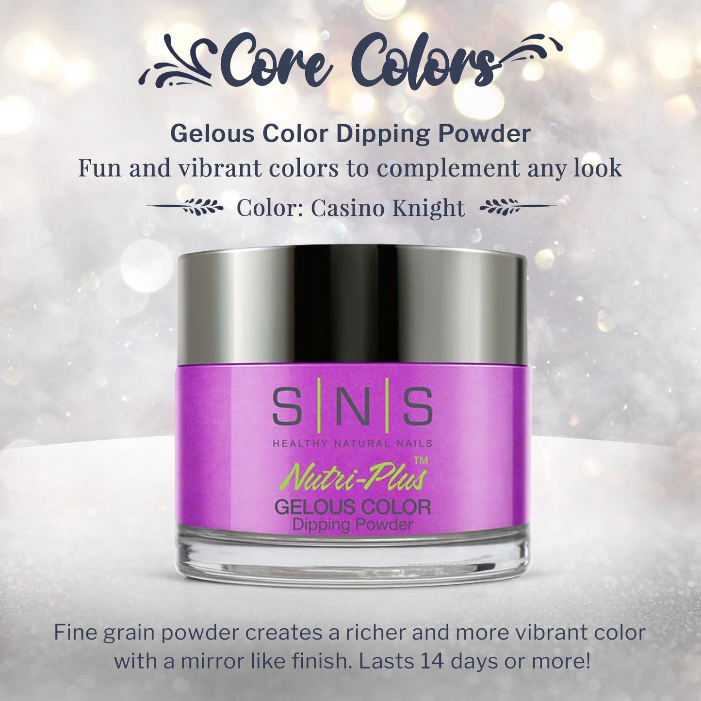 SNS Nail Dip Powder, Gelous Color Dipping Powder - Casino Knight (Pink, Purple/Magenta, Cream) - Long-Lasting Dip Nail Color Lasts 14 Days - Low-Odor & No UV Lamp Required - 1.5oz