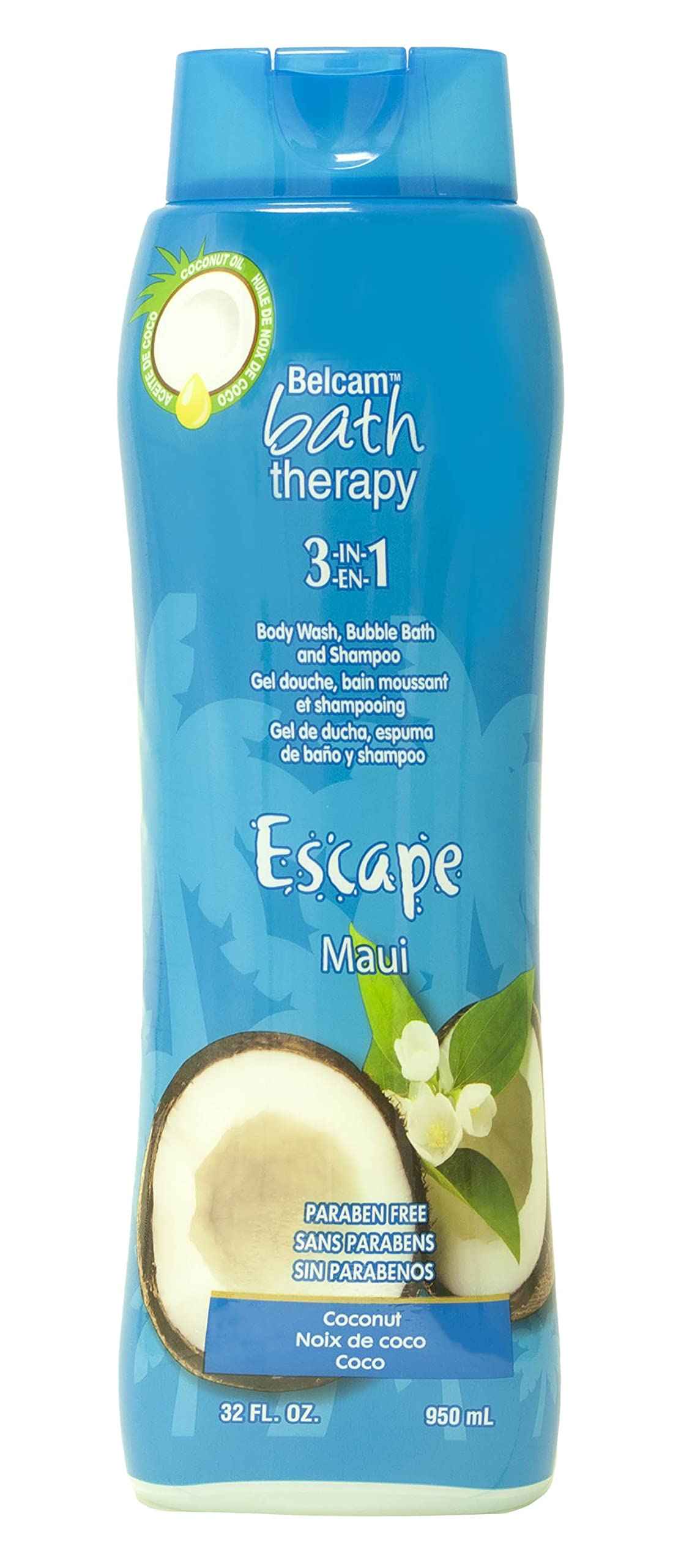 Belcam Bath Therapy Body Wash and Shampoo, Maui Coconot, 32 Fl Oz,F59820A (Pack of 2)