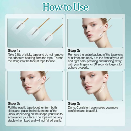 BAIGUOZH Face Lifting Tape, 120 Count Invisible Face Lift Tape for Forehead Cheek Jaw, Medical Grade Facial Tapes to Lift Skin, Instant Firming Under Makeup, Hypoallergenic & Reusable