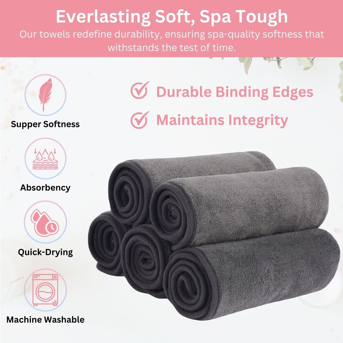 Efforest Facial Towels for Estheticians Soft, spa Towels for Facial, Massage Towels spa, Facial Towels for face, Professional Esthetician Equipment, Microfiber Facial Towels (Grey_Pack of 5)