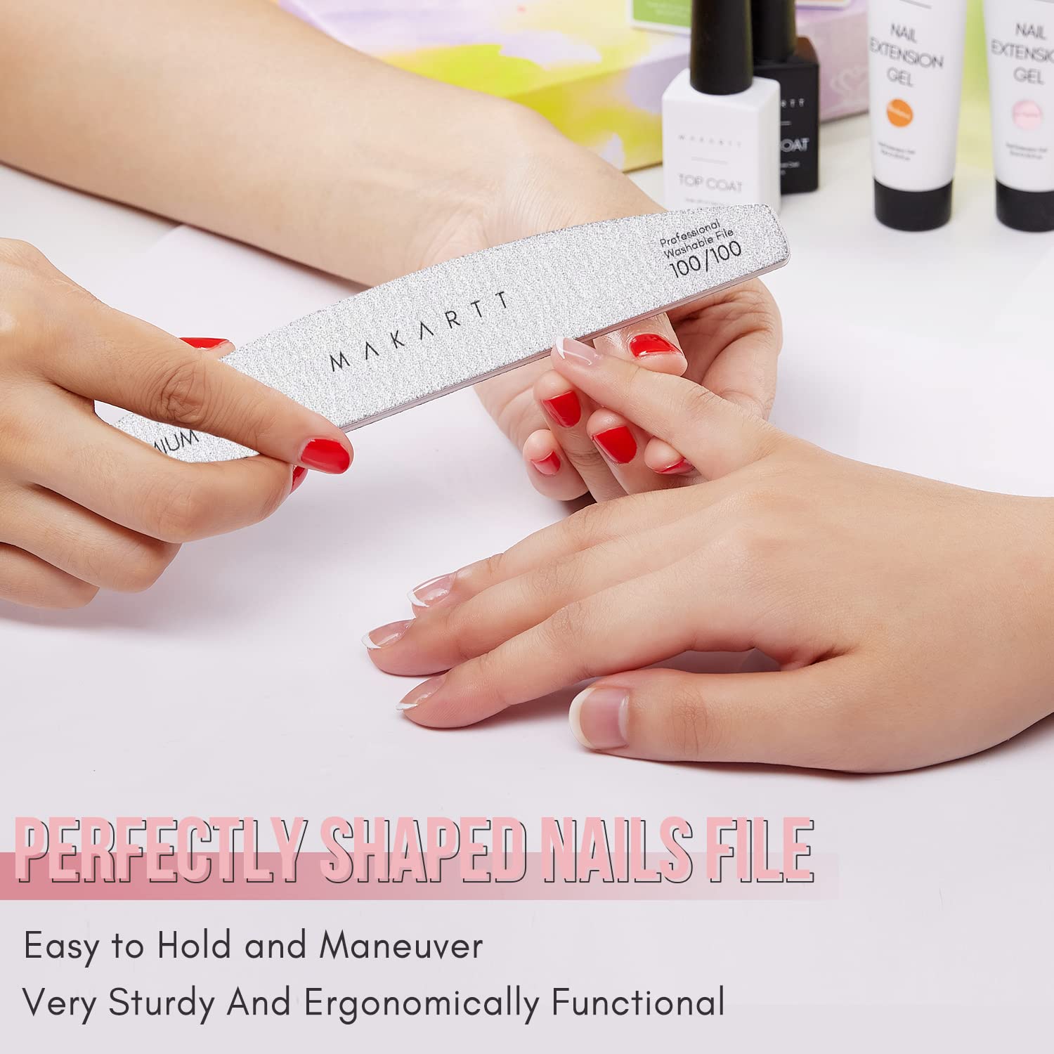 Makartt Nail File: 100/180 Grit Emery Boards for Nails, 10 Pcs Zebra Doubled Sides Coarse Fingernail Filer for Acrylic and Extension Gel Removal Manicure Kit Salon Home Use