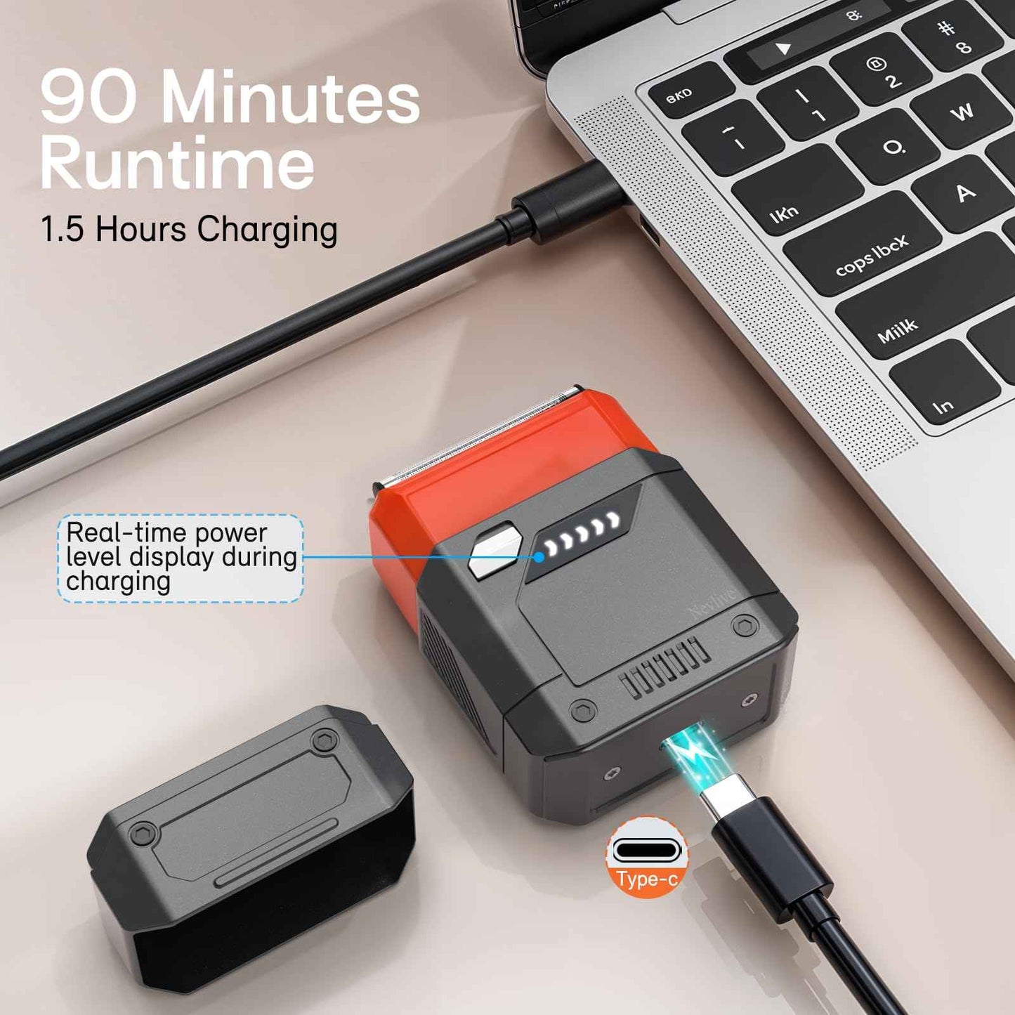 Foil Electric Shaver for Travel USB-C Fast Charging, IPX7 Waterproof Cordless Razor, Portable Face Shaver with Travel Case & Replacement Head, Compact Men’s/Grooming Design