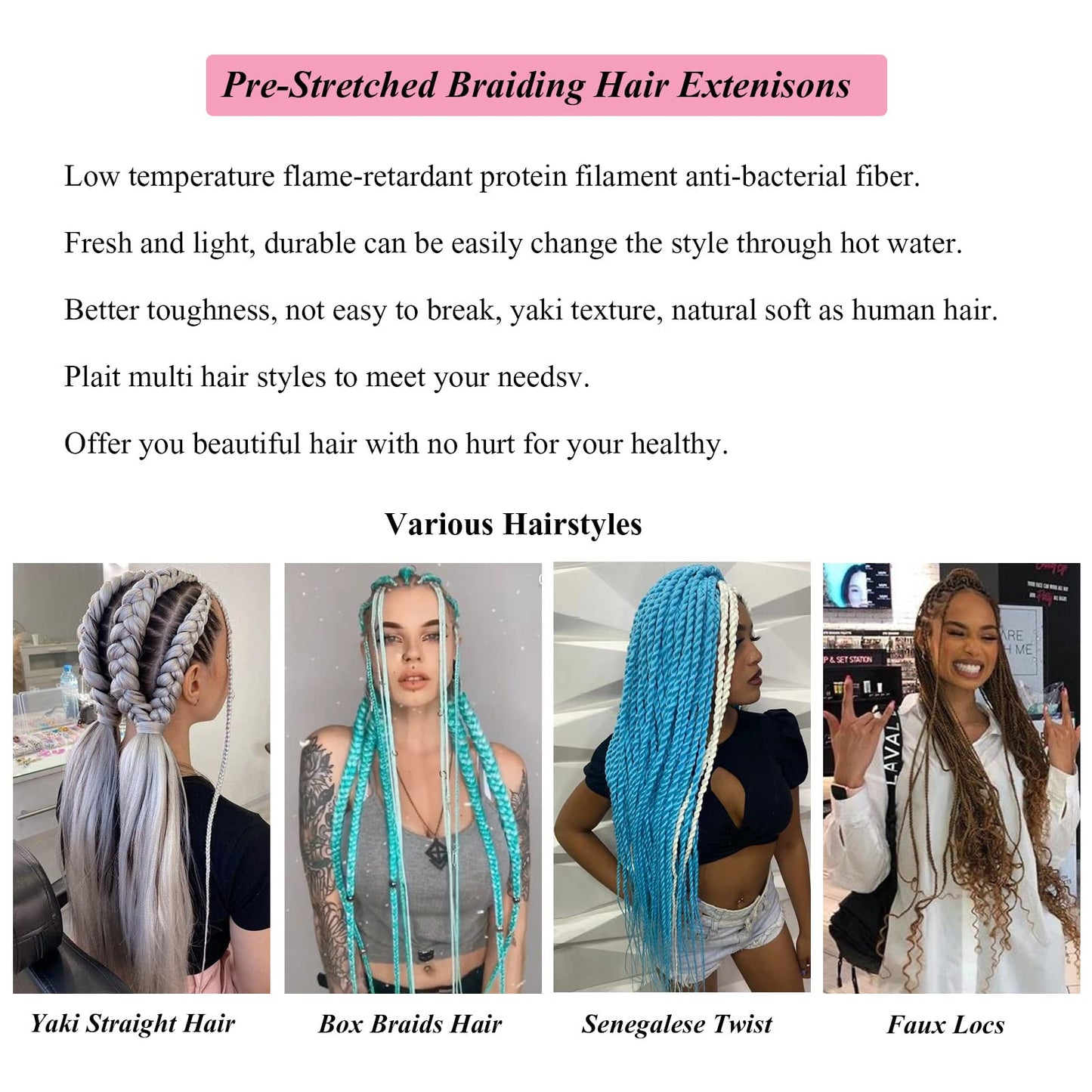 UPruyo Ash Blonde Braiding Hair Pre Stretched Synthetic Hair for Braiding 26 inch 3 packs Kanekalon Prestretched Braiding Hair Blonde Yaki Micro Spectra French Kinky Braiding Hair Extensions