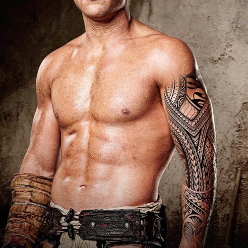 15 Sheets Tempoary Tattoo Sleeves for Men Women - 5 Full Arm Tattoo Sleeves & 10 Half Arm Tattoo Stickers- Realistic Temporary Tattoos for Halloween, Cosplay, and Parties