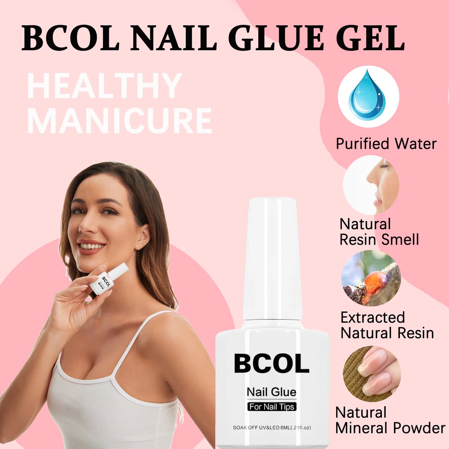 BCOL Nail Tips and Glue Gel Nail Kit, 2 In 1 Nail Gel and Base Gel with 500Pcs Coffin Nails and Innovative UV LED Nail Lamp for Gel Art Liner Polish Extension Different Nail Art Nails DIY Home Gifts