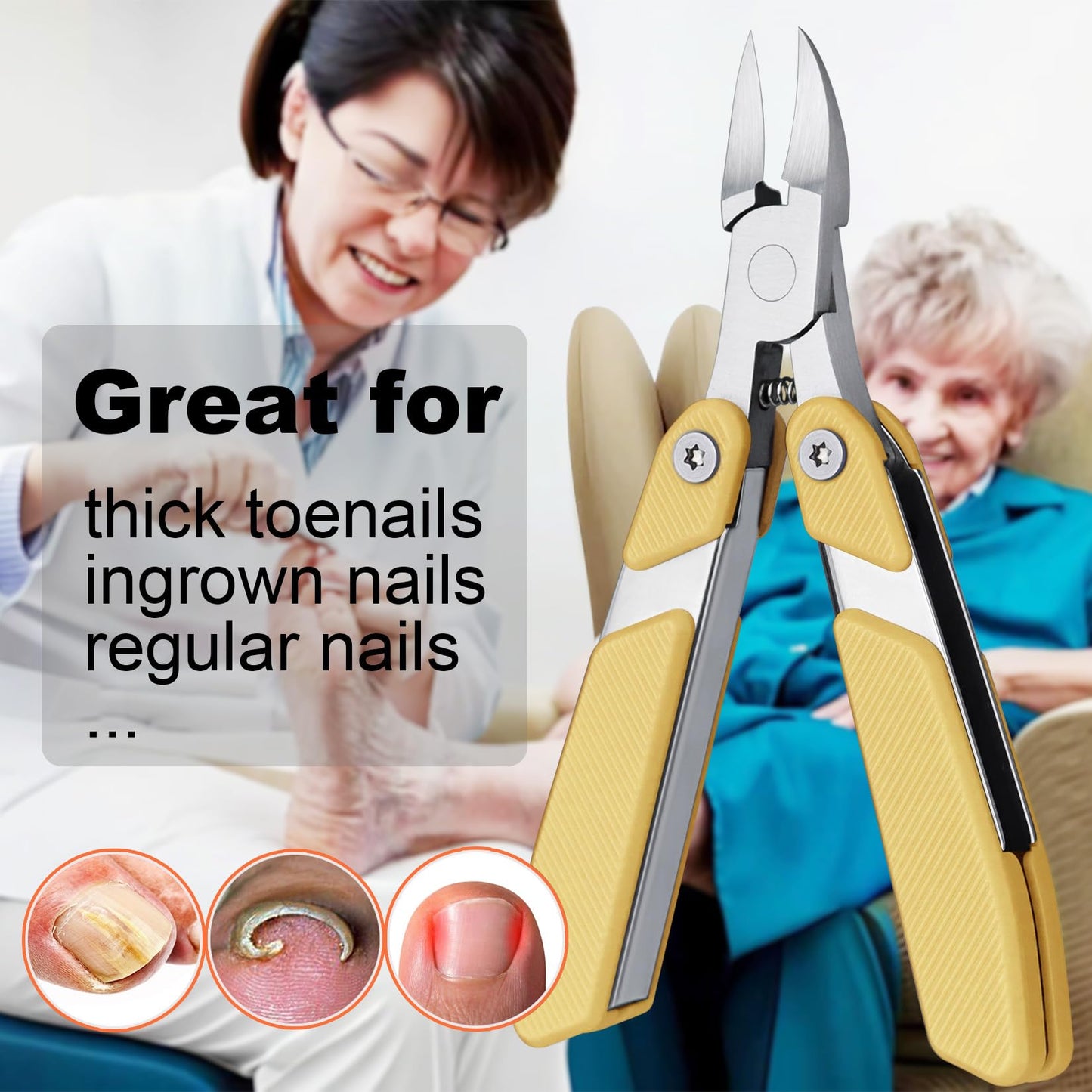 SGNEKOO Toenail Clippers for Thick & Ingrown Toenails,Folding Design Heavy Duty Nail Clipper, Firm Structure and Easy Use for Men Seniors Women