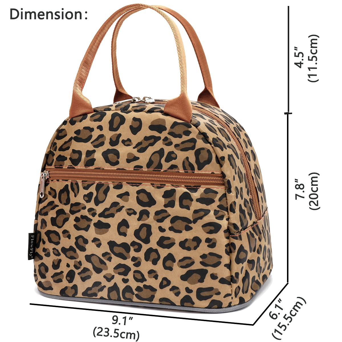 FlowFly Lunch Bag Tote Bag Lunch Organizer Lunch Holder Insulated Lunch Cooler Bag for Women/Men,Leopard